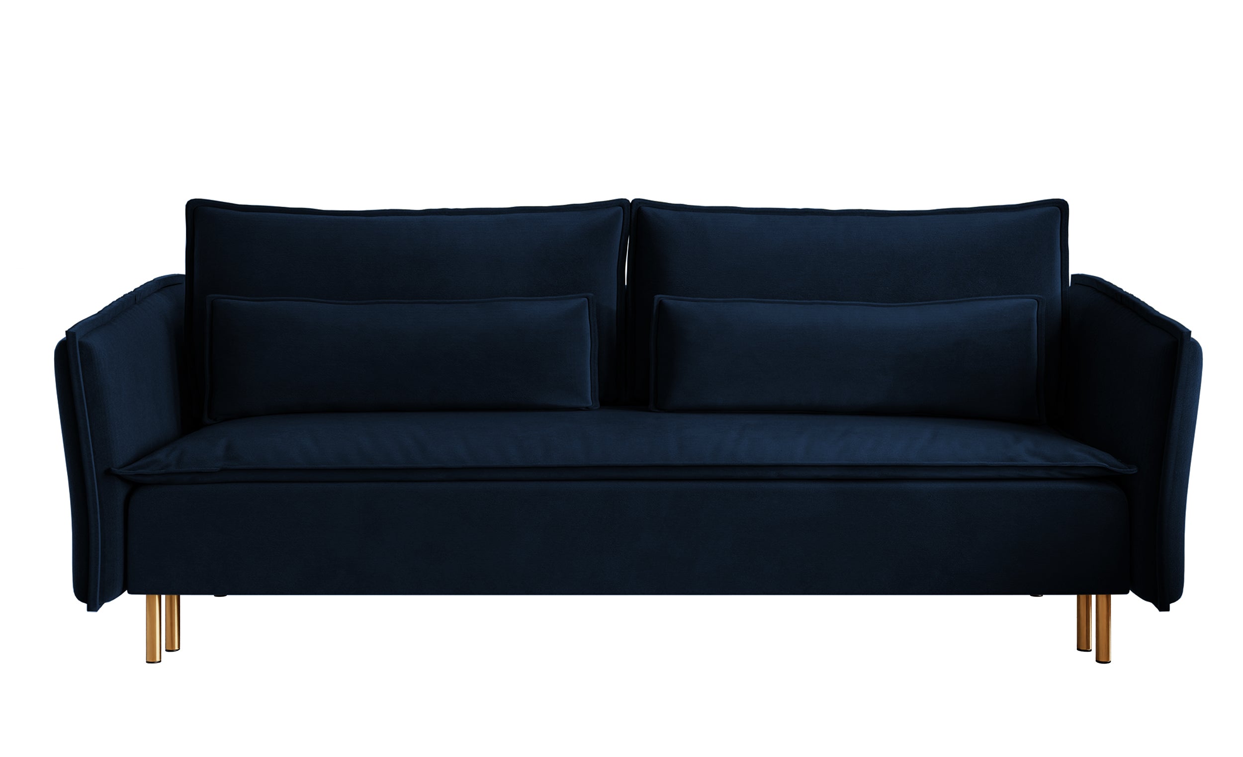 selsey-ummo-dreisitziges-schlafsofa-marineblau-mit-stauraum-velours-goldene-bein image 1