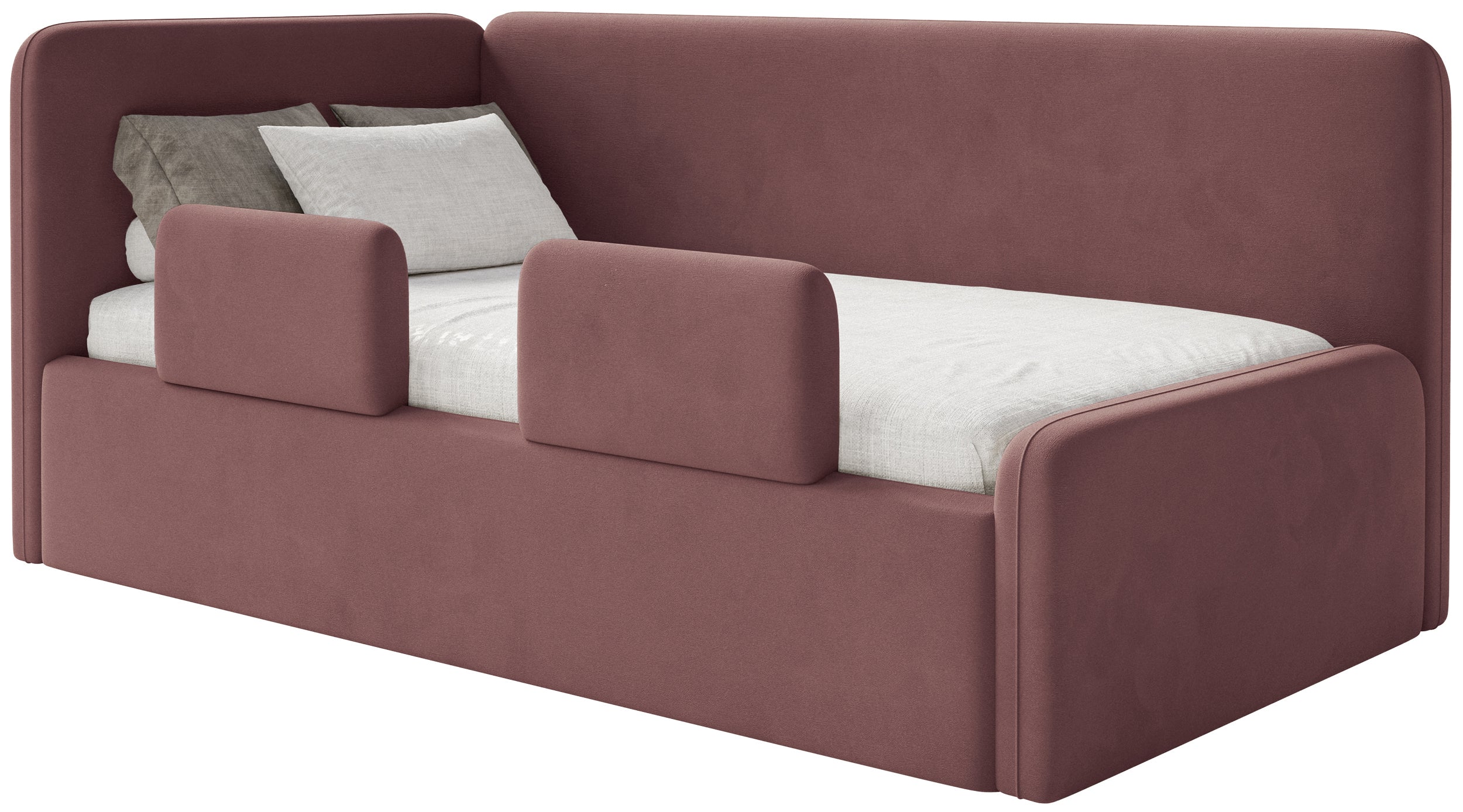 selsey-fanklo-jugendbett-90x200-cm-links-mit-matratze-und-stauraum-rosa-velours image 1