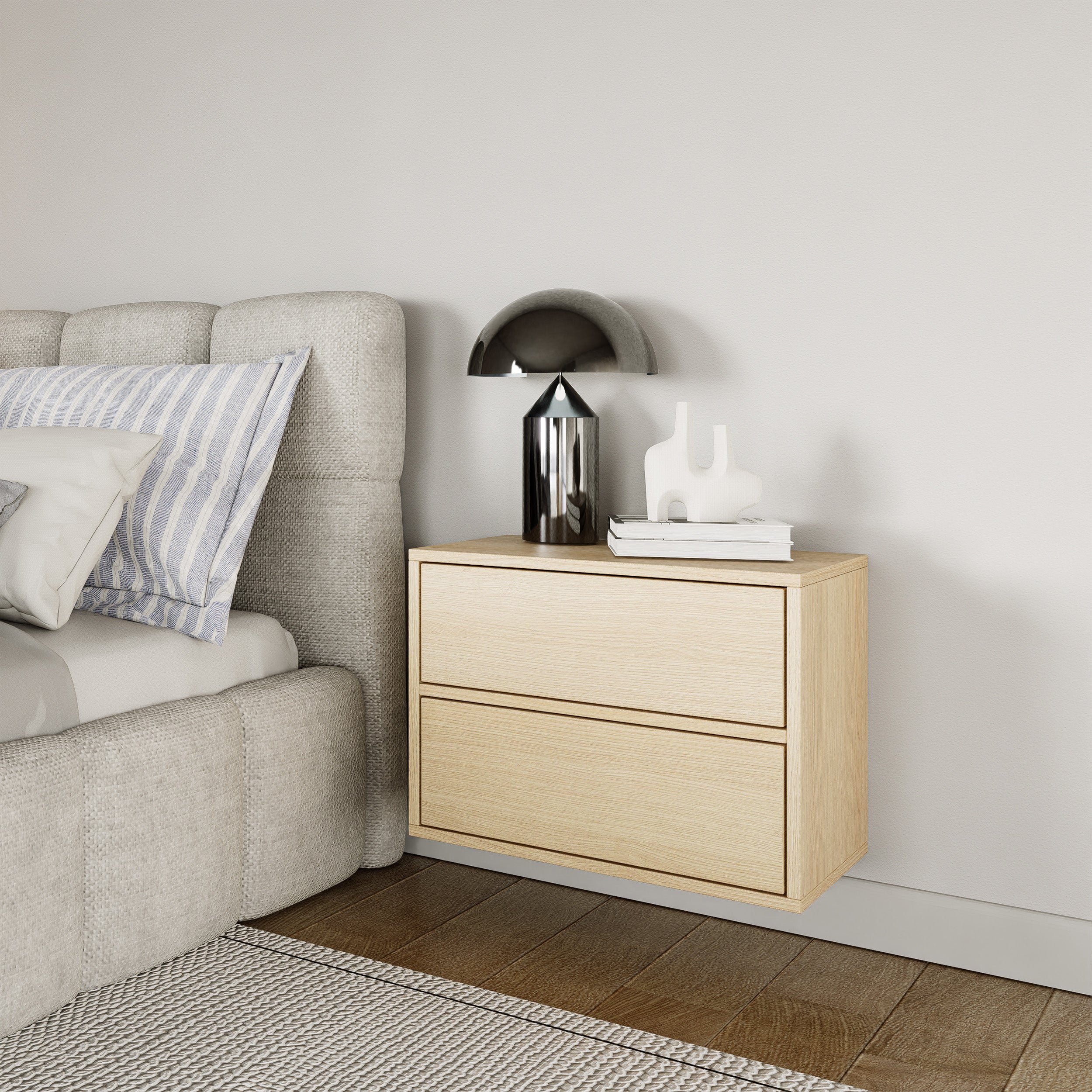 selsey-framme-h-ngender-nachttisch-50-cm-lindberg-eiche-mit-zwei-schubladen image 2