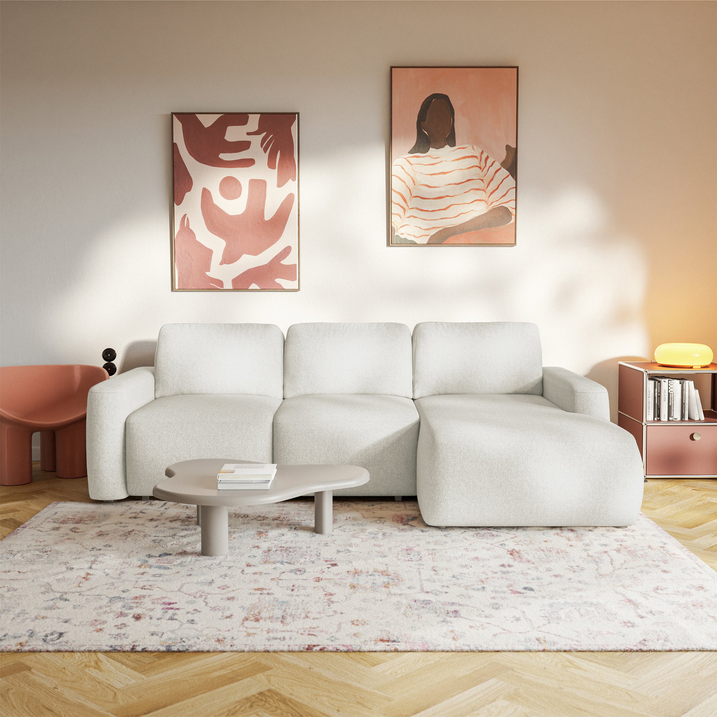 selsey-carnos-mini-ecksofa-l-rechts-creme-chenille-mit-schlaffunktion image 2