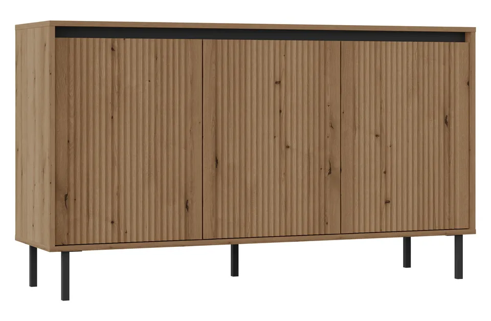 selsey-osaka-dreht-r-kommode-149-cm-eiche-evoke-mit-geriffelten-fronten-schwarze image 1