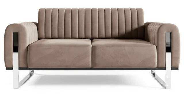 selsey-parissa-zweisitzer-sofa-in-beige-velours-mit-chromf-en image 1