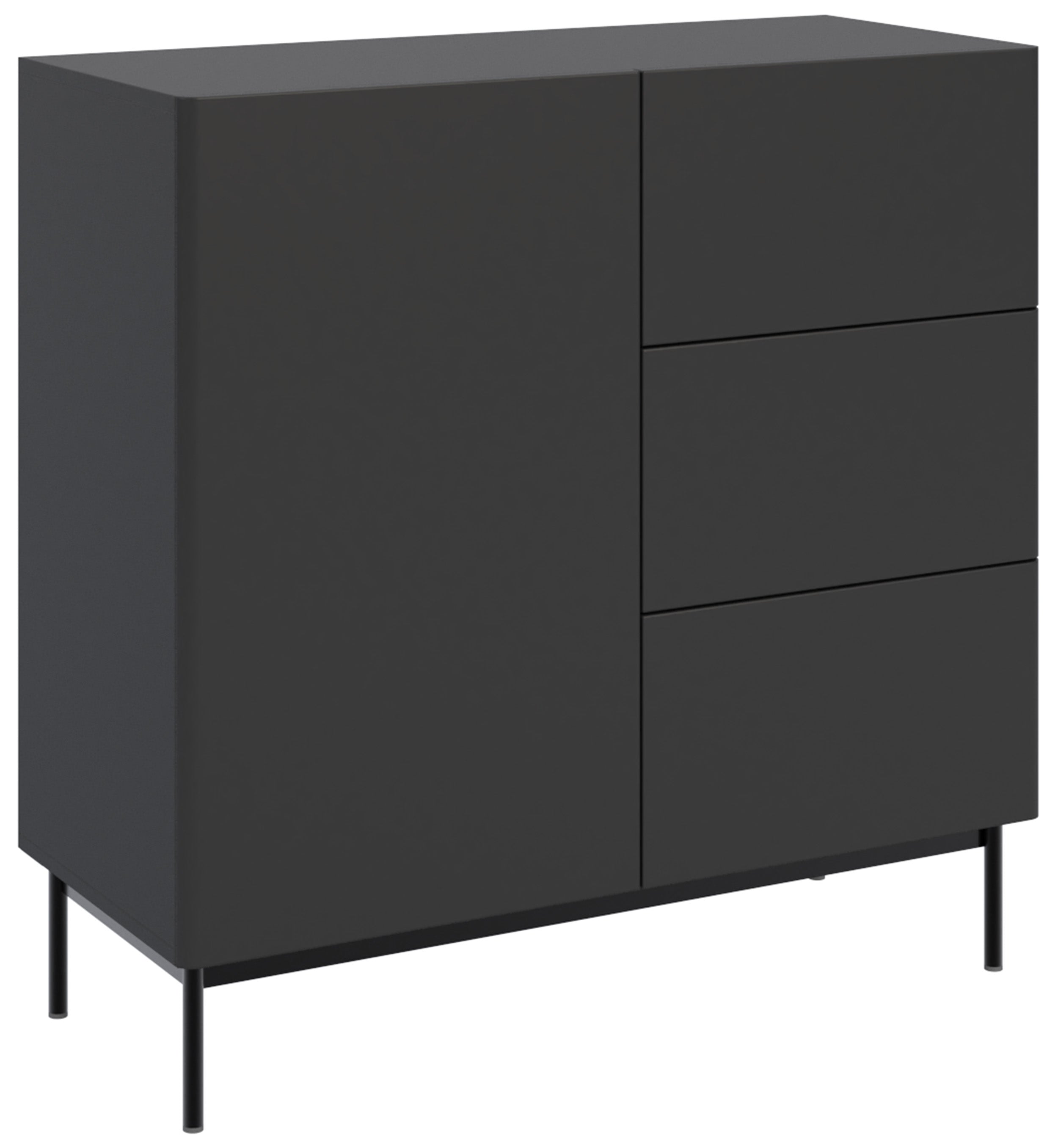 selsey-olio-kommode-100-cm-einfl-gelig-mit-3-schubladen-schwarz image 1