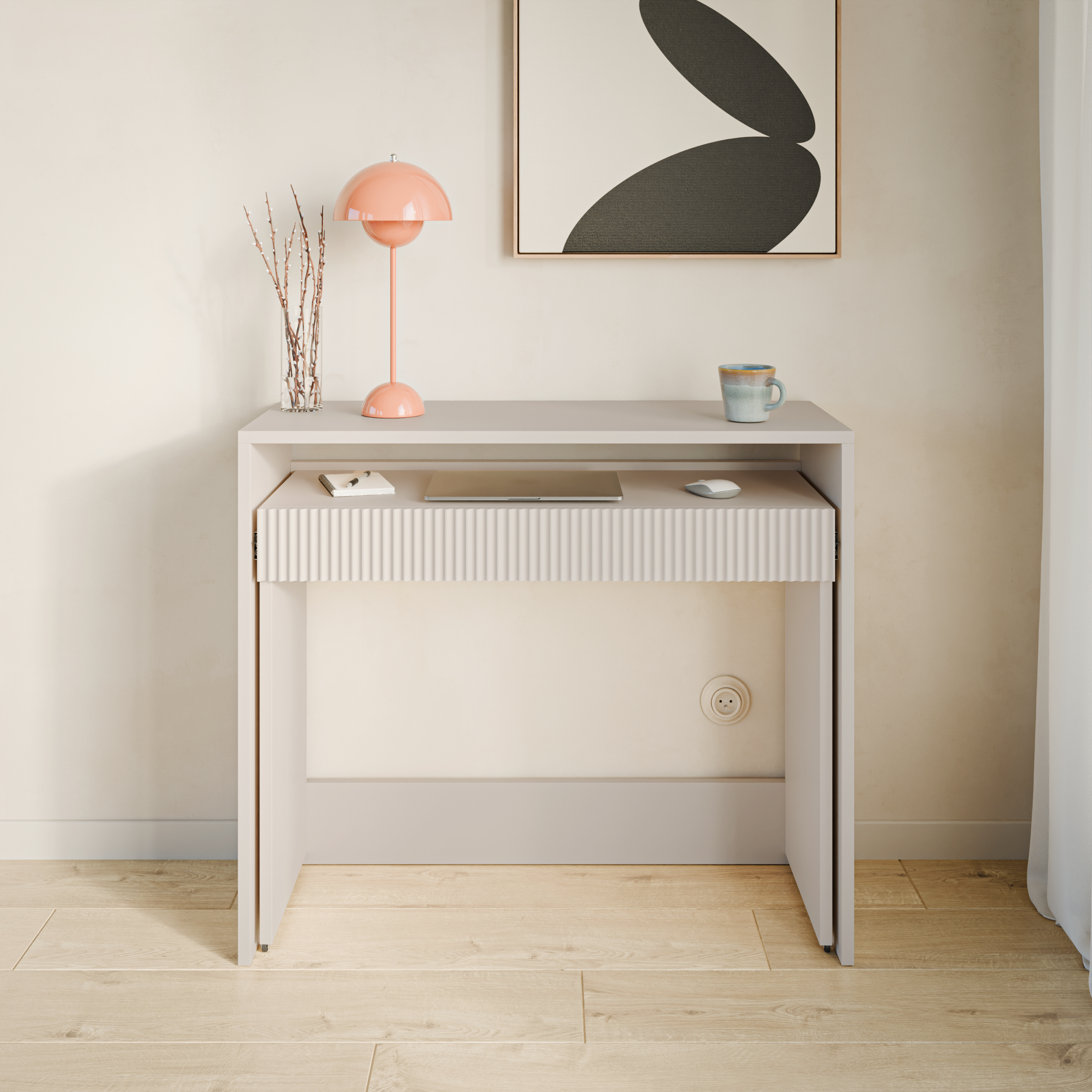 selsey-zoom-schreibtisch-ausziehbar-mit-schublade-rillenfront-98-cm-kaschmir image 2