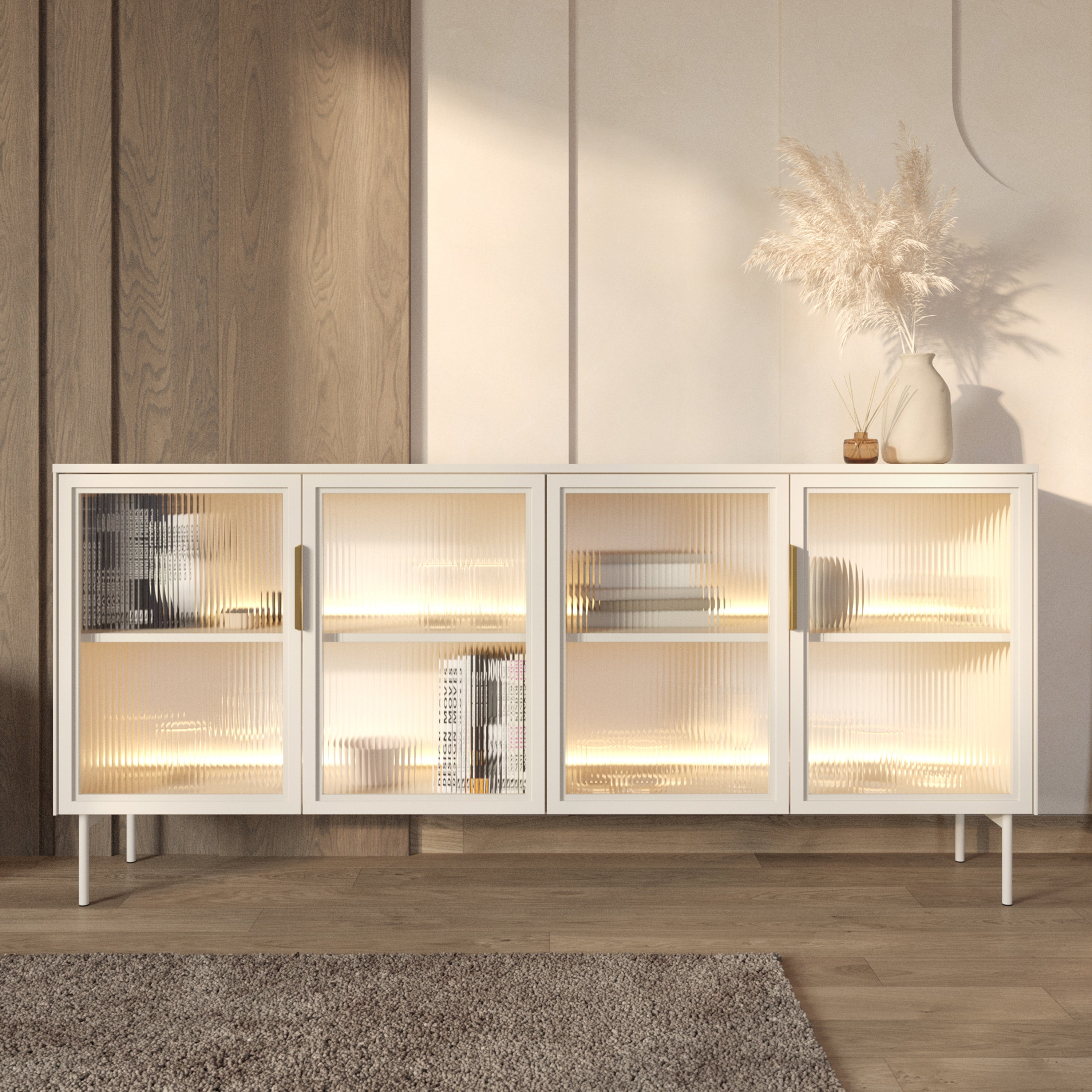 selsey-lumi-vierteilige-glaskommode-vitrine-mit-led-181-cm-kaschmir image 2