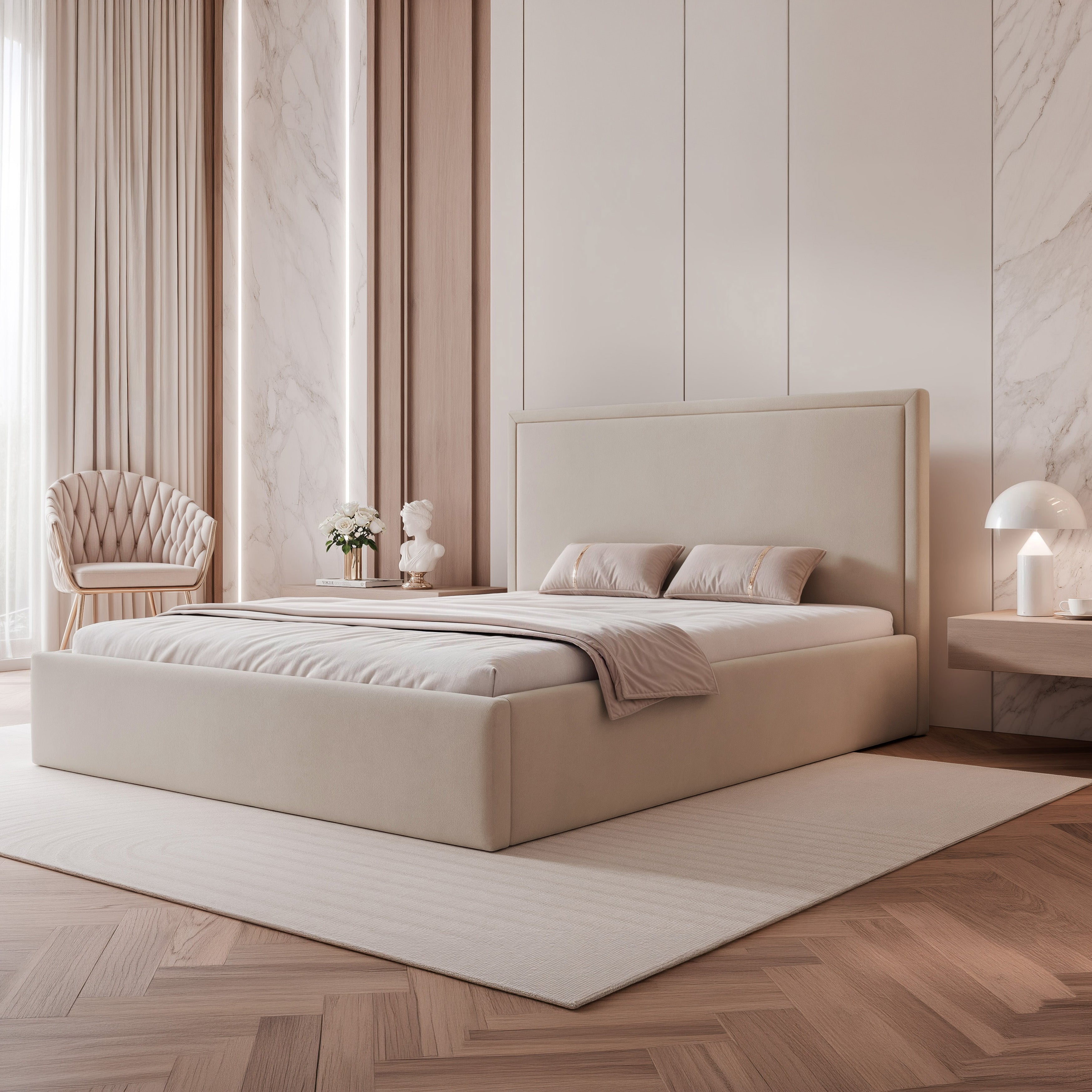 selsey-asurro-gepolstertes-bett-160x200-cm-mit-stauraum-beiger-wasserabweisender image 2