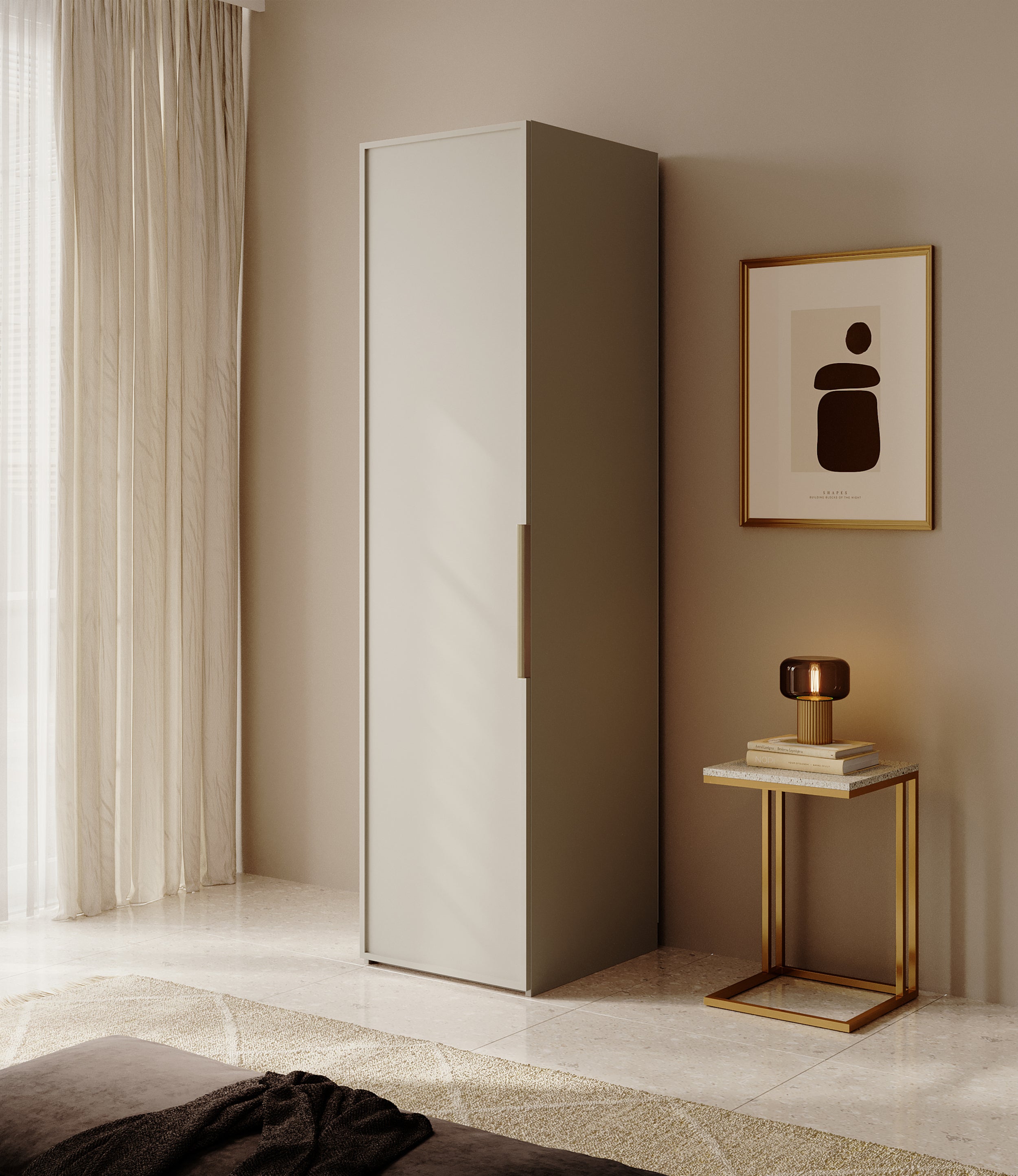 selsey-frame-kleiderschrank-50-cm-eint-rig-mit-regalen-grau-beige image 2