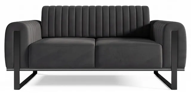selsey-parissa-zweisitziges-sofa-dunkelgrauer-samt-schwarze-beine image 1