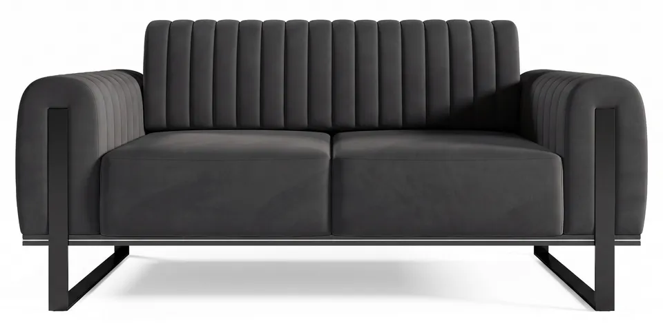 selsey-parissa-zweisitziges-sofa-dunkelgrauer-samt-schwarze-beine image 1