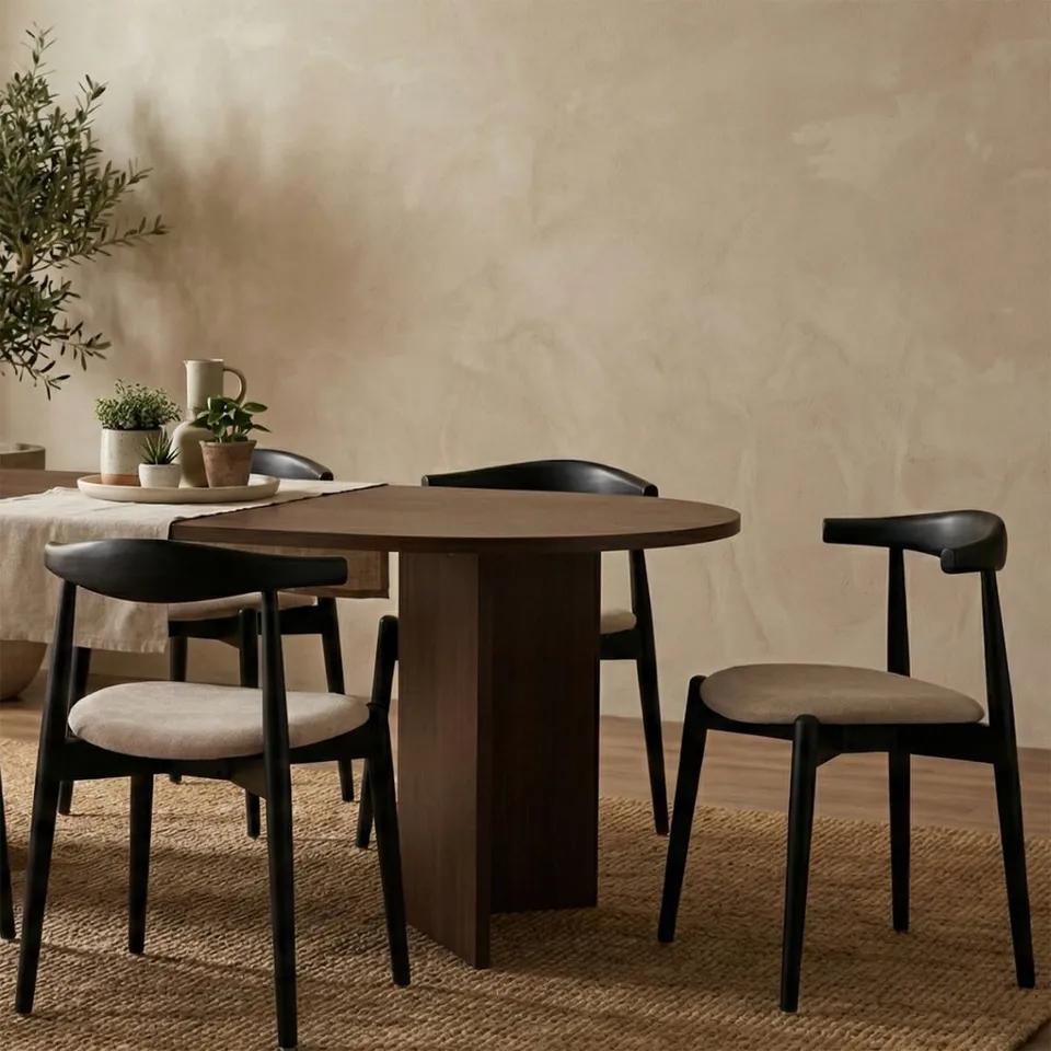 selsey-dinesse-holzstuhl-esszimmer-beige-chenille-schwarz-eschenholz image 1