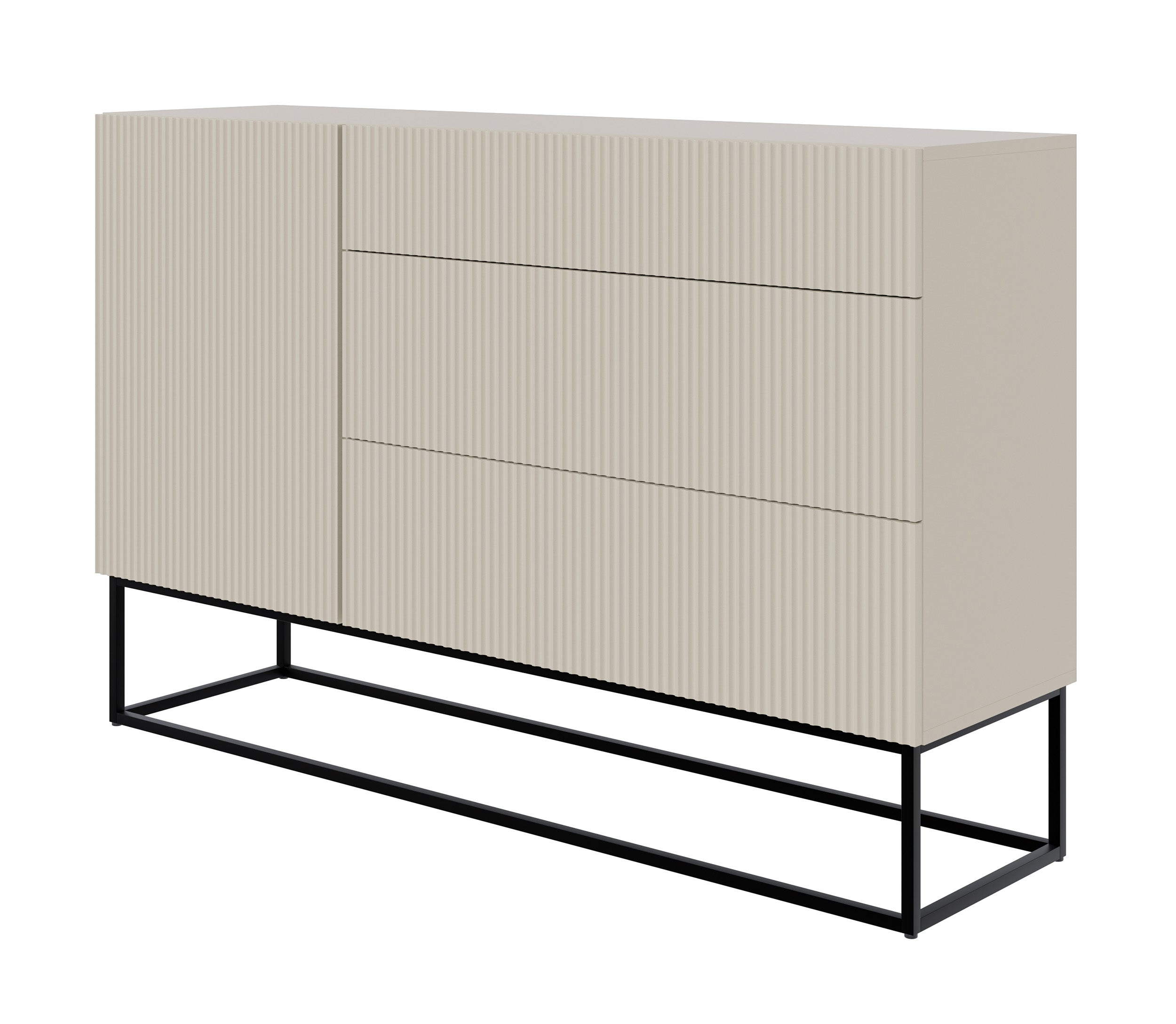 selsey-veldio-einzelt-r-kommode-140-cm-grau-beige-mit-3-schubladen image 1