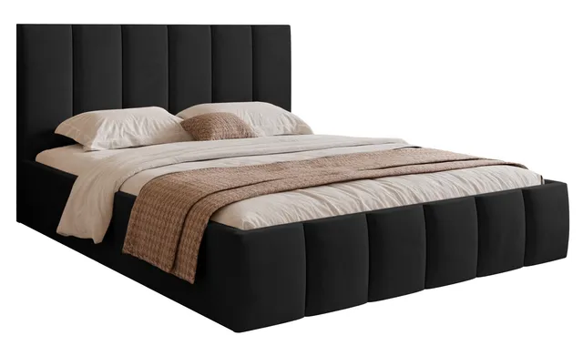 selsey-sarafino-polsterbett-160x200-cm-mit-bettkasten-schwarzer-samt-metallrahme image 1