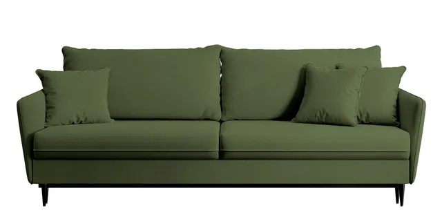 selsey-volio-dreisitziges-schlafsofa-olivgr-ner-samt-wasserabweisend-schwarze-be image 1