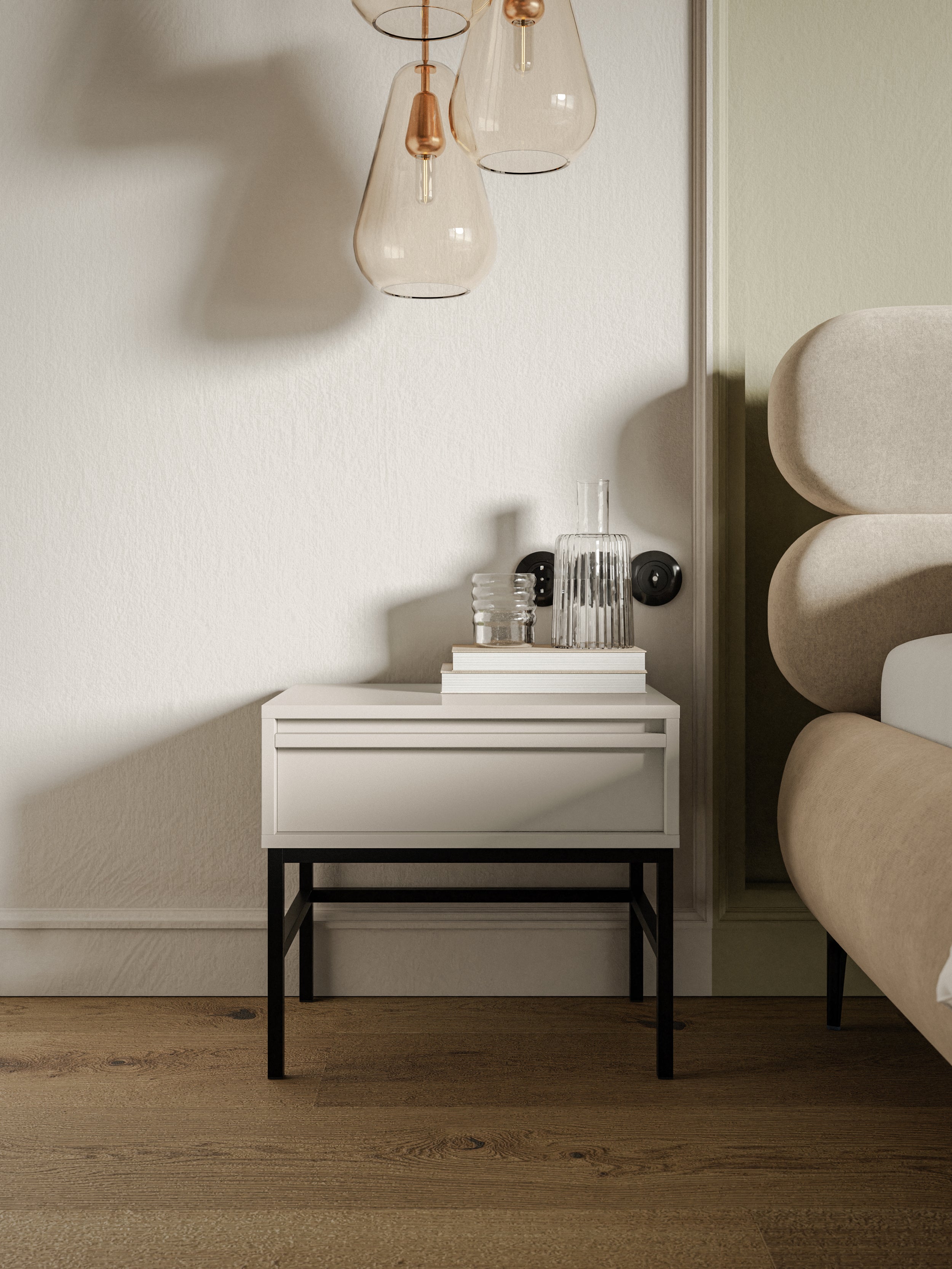 selsey-evo-nachttisch-50-cm-mit-schublade-kaschmir-stahlgestell image 2