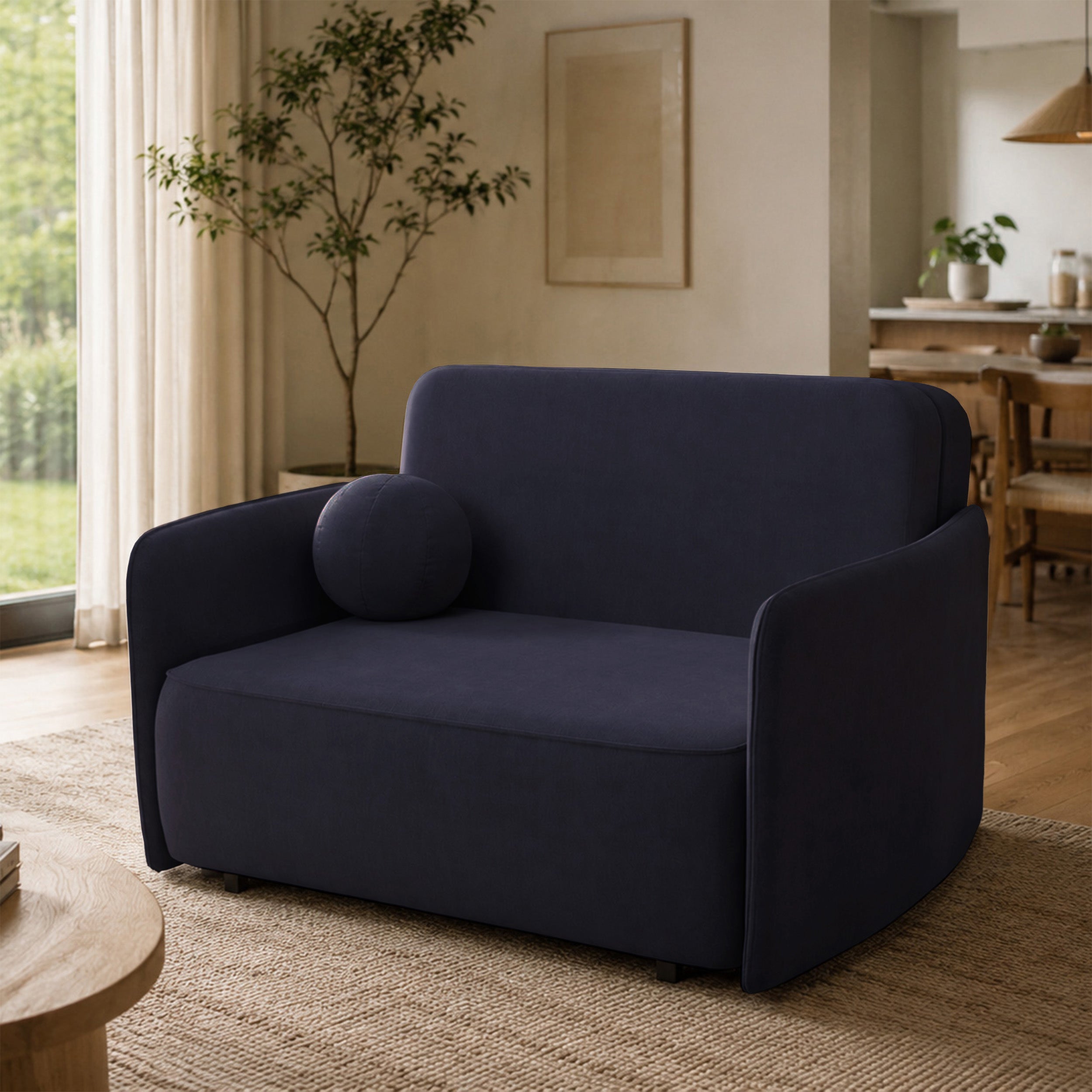 selsey-paxi-145-cm-ausziehbares-zweisitzer-sofa-mit-stauraum-marineblauer-chenil image 2