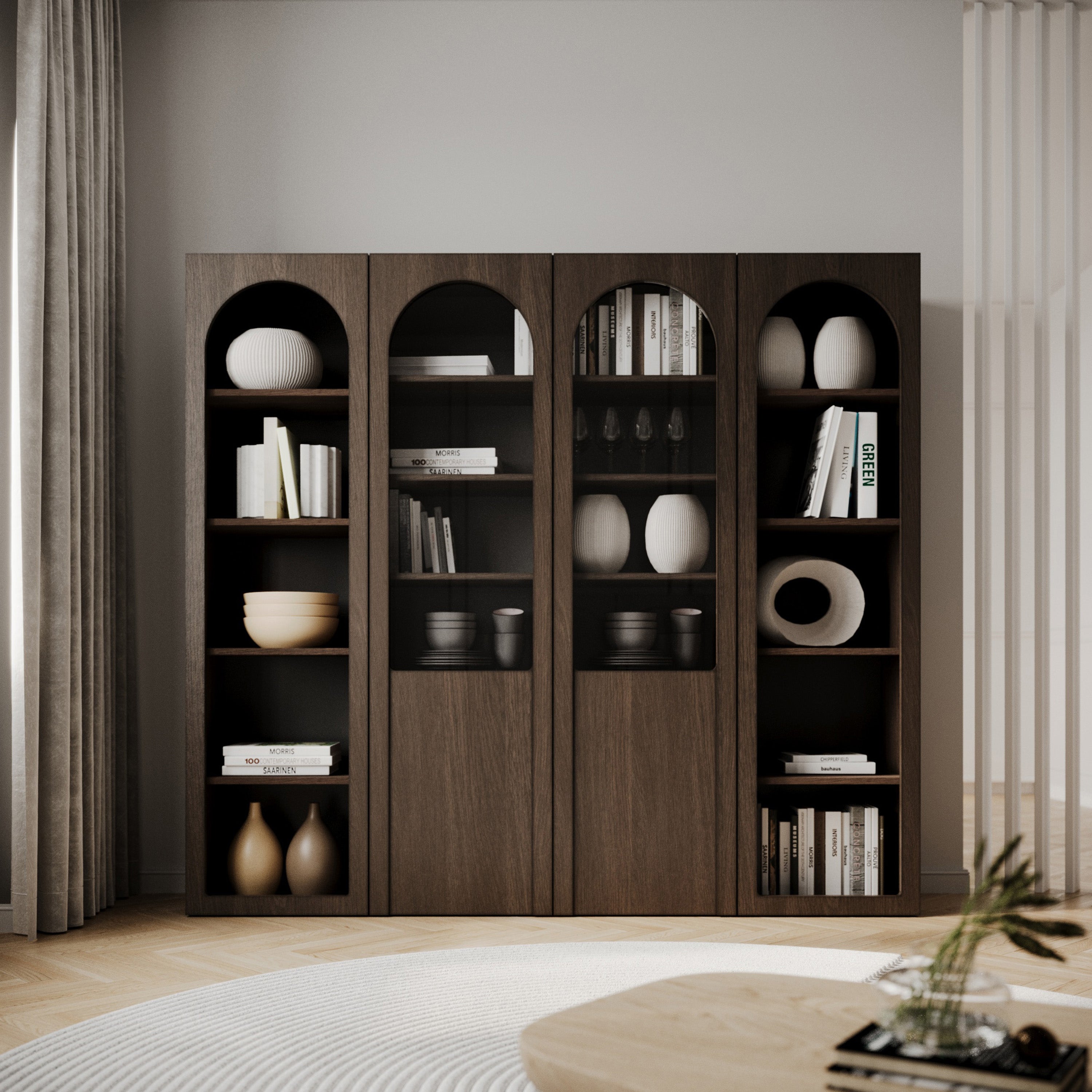 selsey-arkadia-vitrine-schrank-zweit-rig-100-cm-eiche-dunin-mit-glasfront image 6