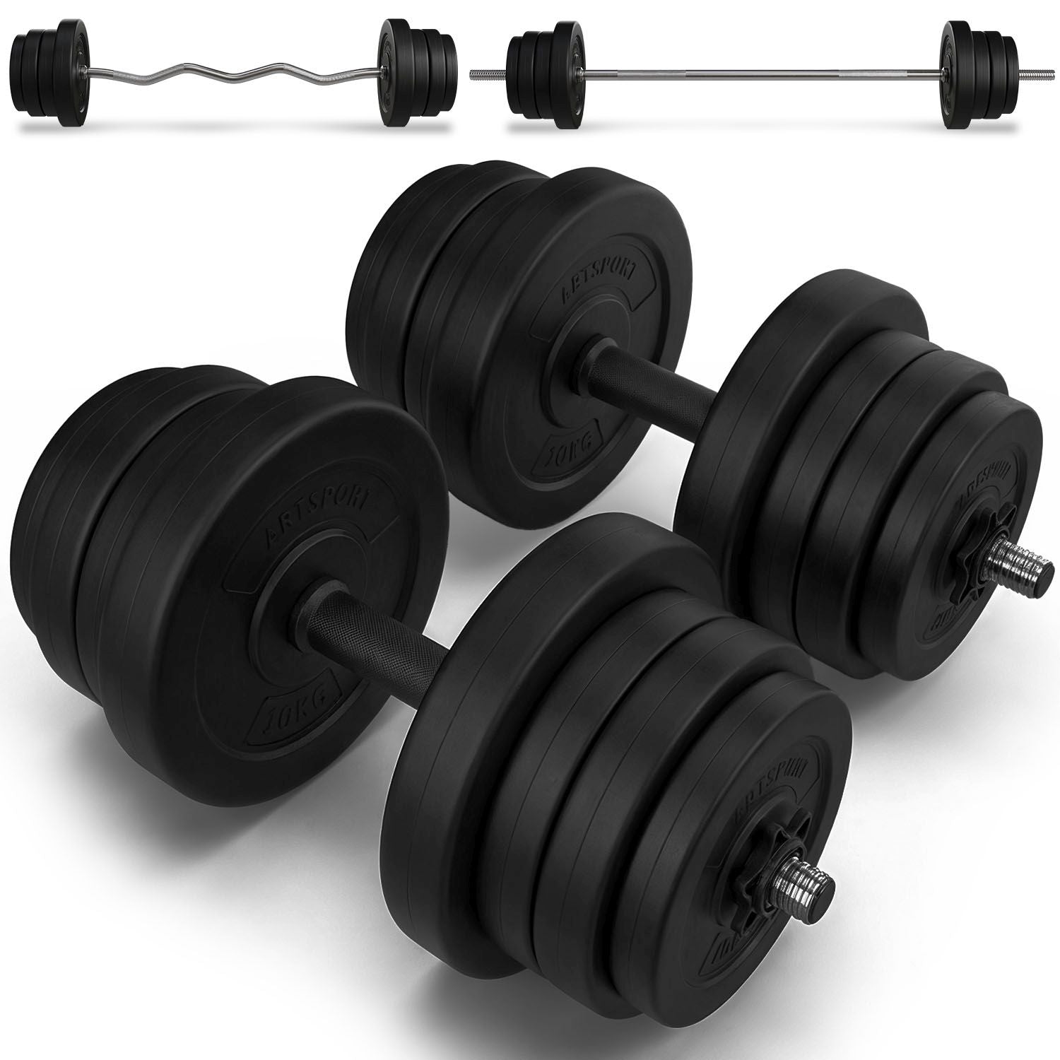 juskys-3in1-hantelset-60-kg-kurz-lang-und-curlhantel-mit-gewichtsscheiben image 2