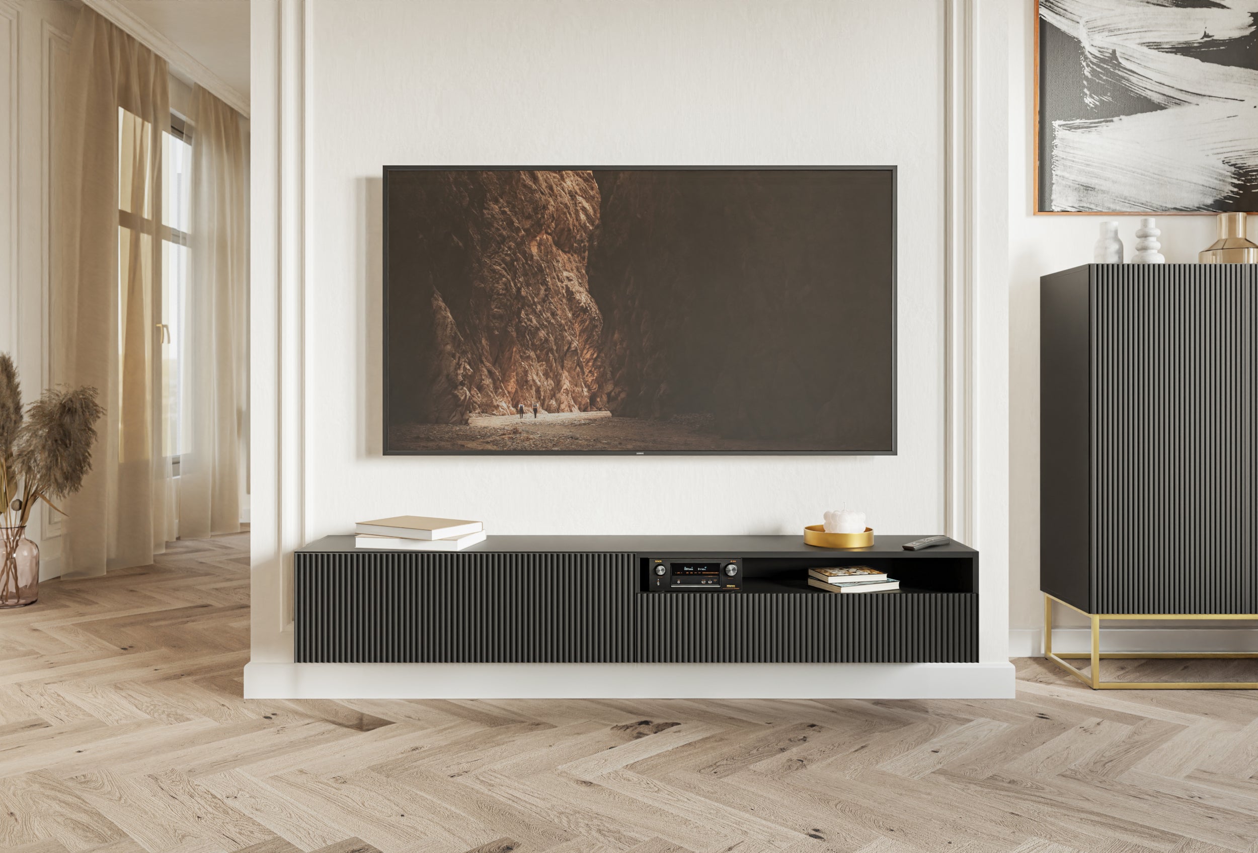 selsey-veldio-tv-schrank-175-cm-schwarz-mit-gefr-ster-front-und-nische-wandmonta image 4