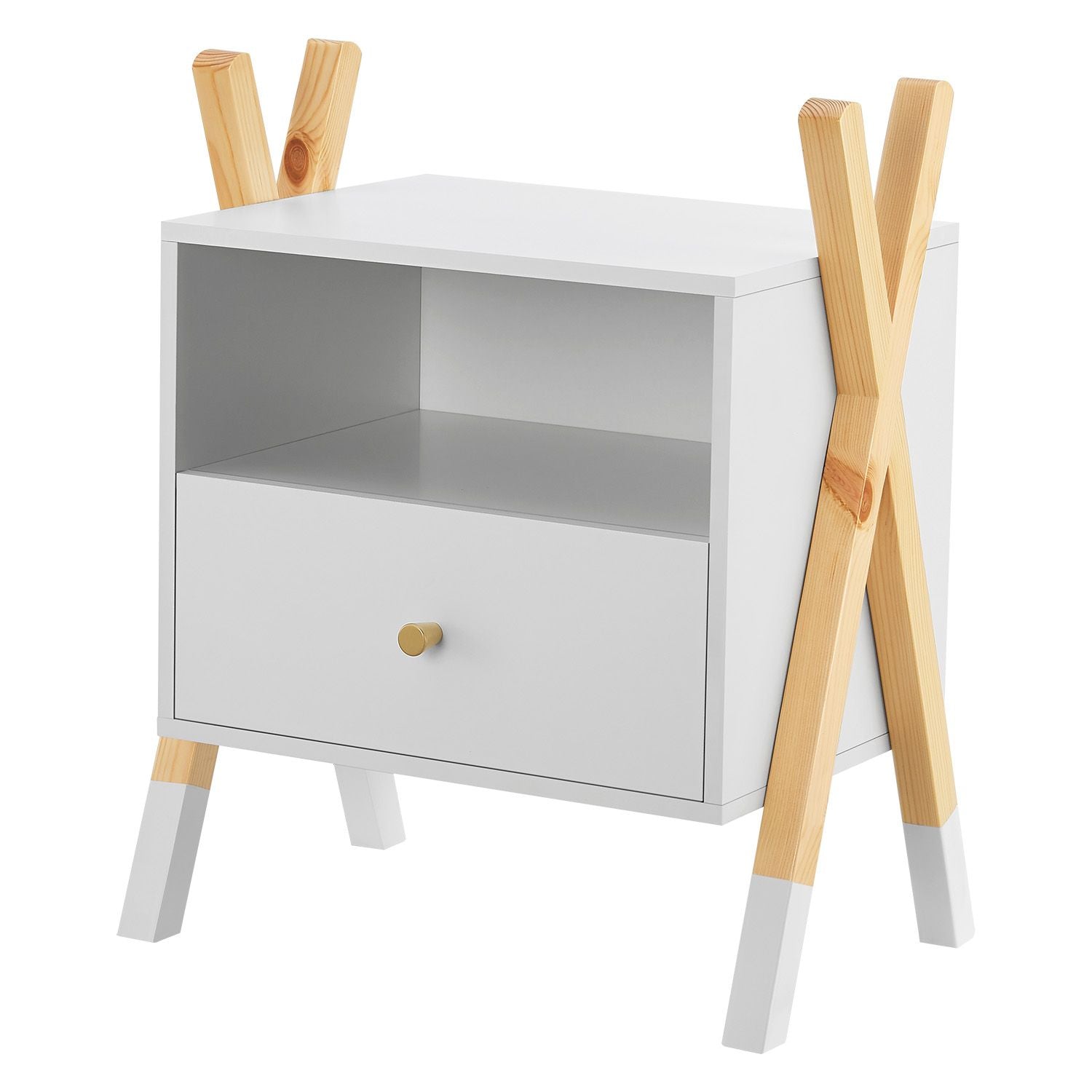 juskys-kinder-nachttisch-jamie-wei-mit-schublade-und-griff-gold image 1