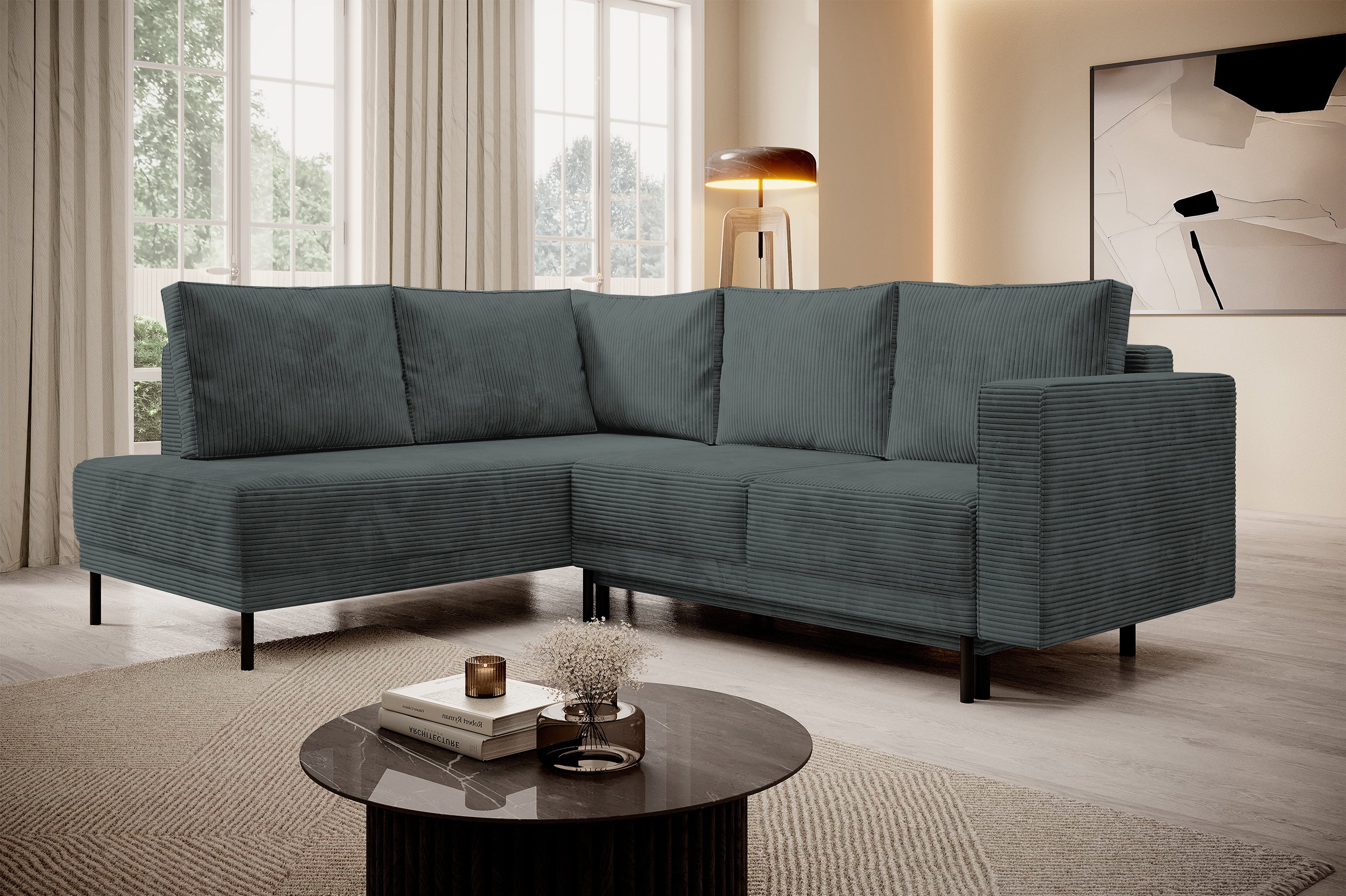 selsey-rodario-ecksofa-mit-schlaffunktion-und-bettkasten-linksseitig-grauer-cord image 2
