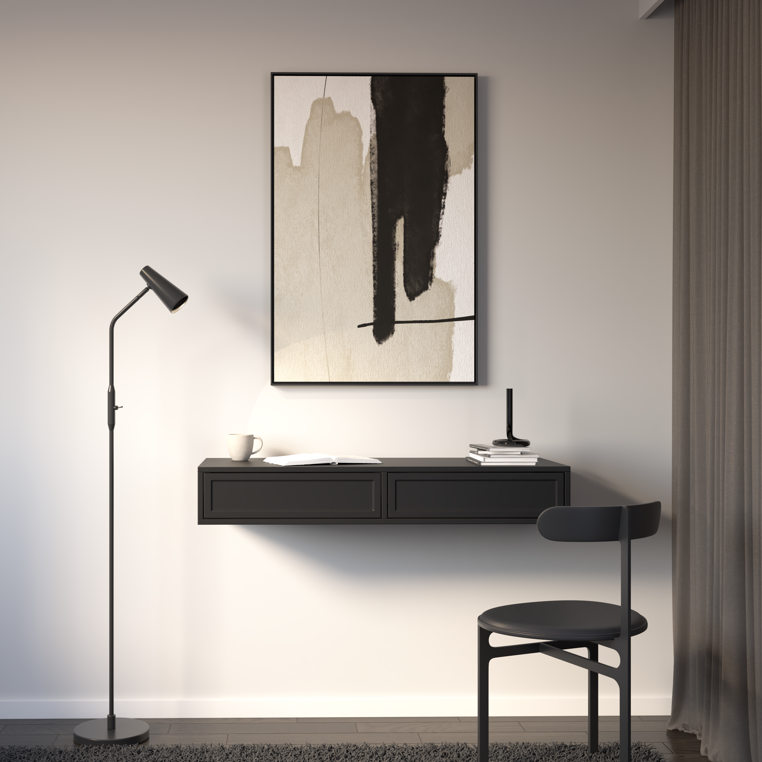 selsey-velveto-toilettentisch-schminktisch-mit-zwei-schubladen-110-cm-schwarz image 2