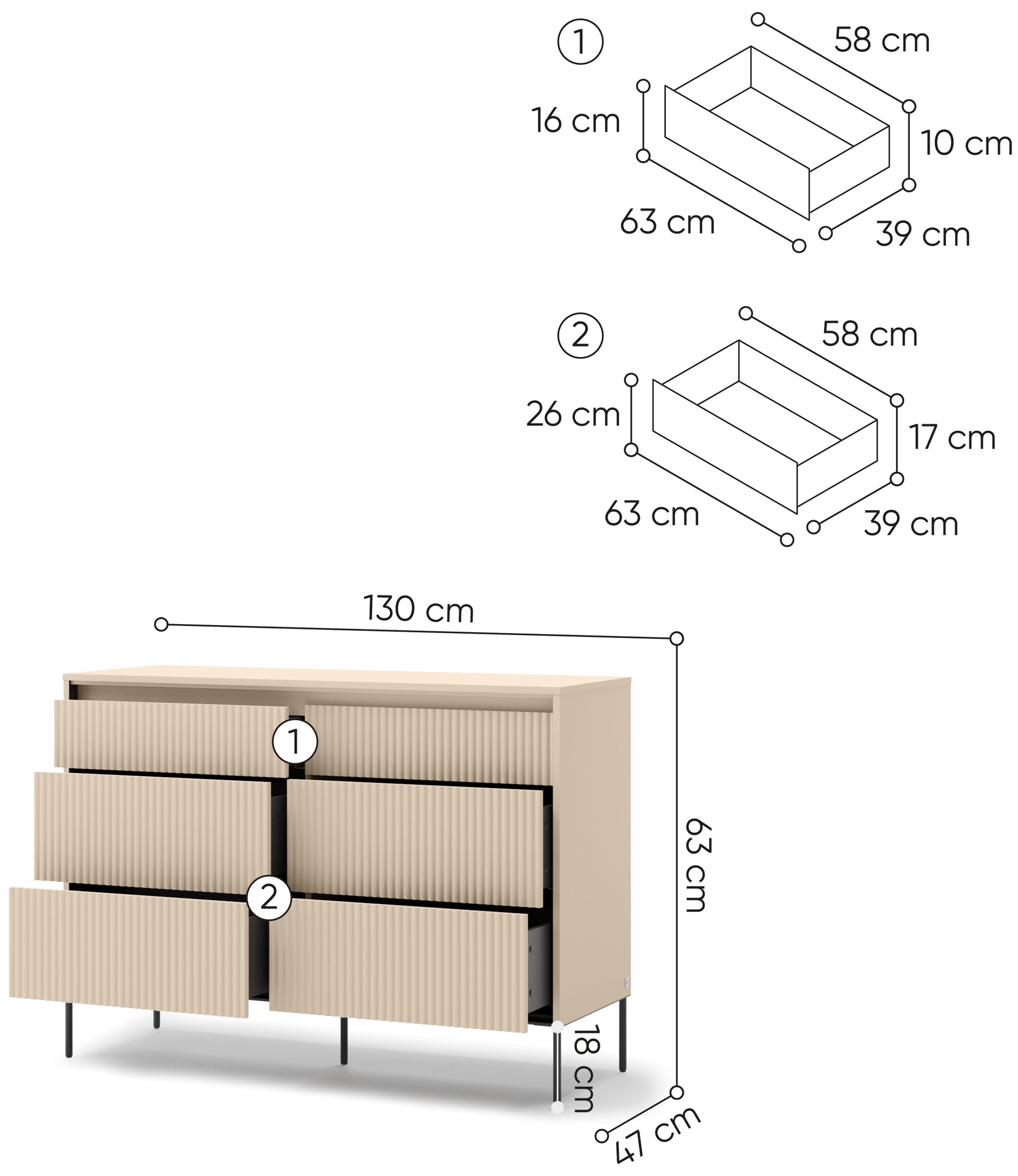 selsey-trend-kommode-130-cm-mit-6-schubladen-und-beleuchtung-sandbeige-schwarz-r image 7