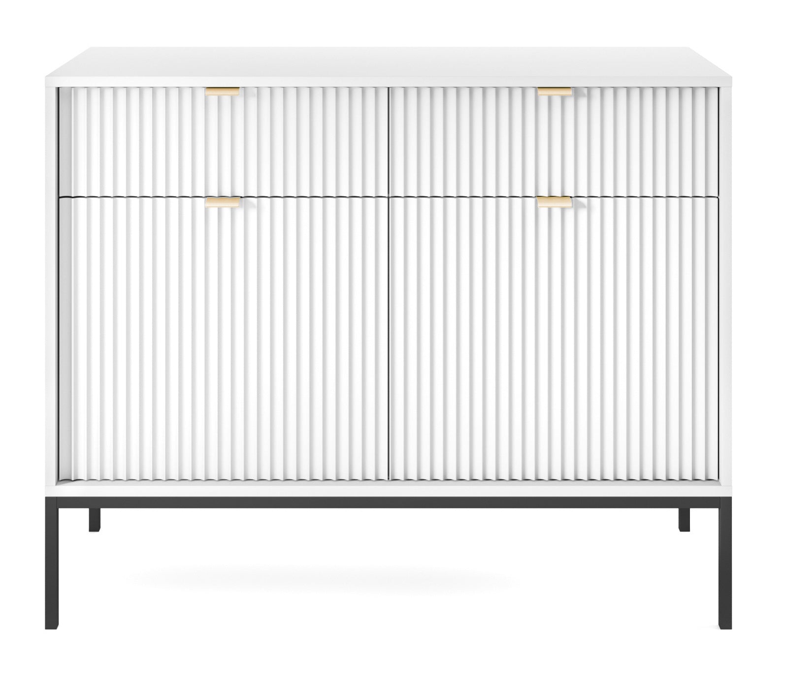 selsey-vellore-zweit-rige-kommode-104-cm-wei-gerillte-fronten-goldene-griffe image 4