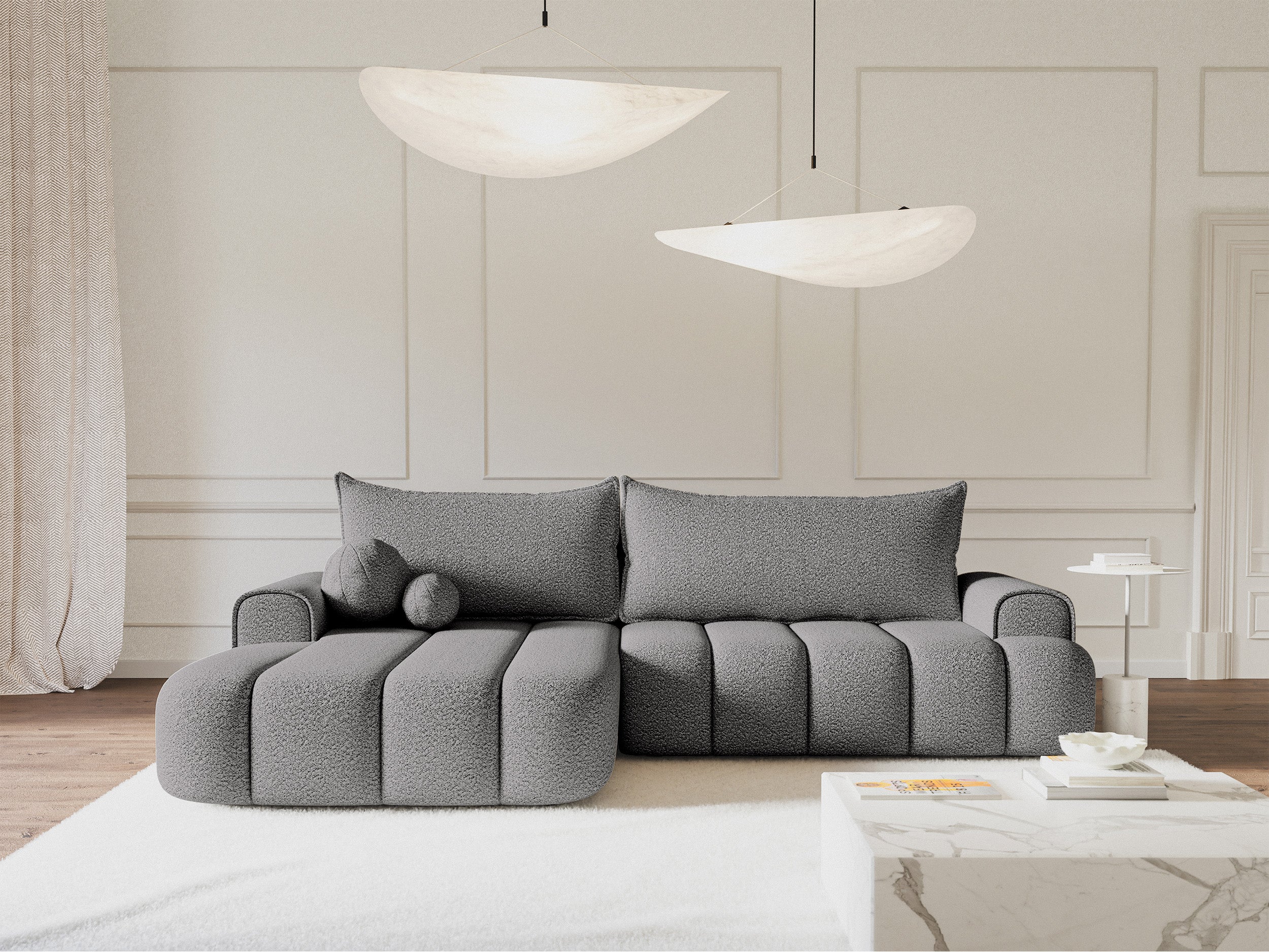 selsey-dandelino-ecksofa-links-l-form-mit-schlaffunktion-und-stauraum-grau-boucl image 2