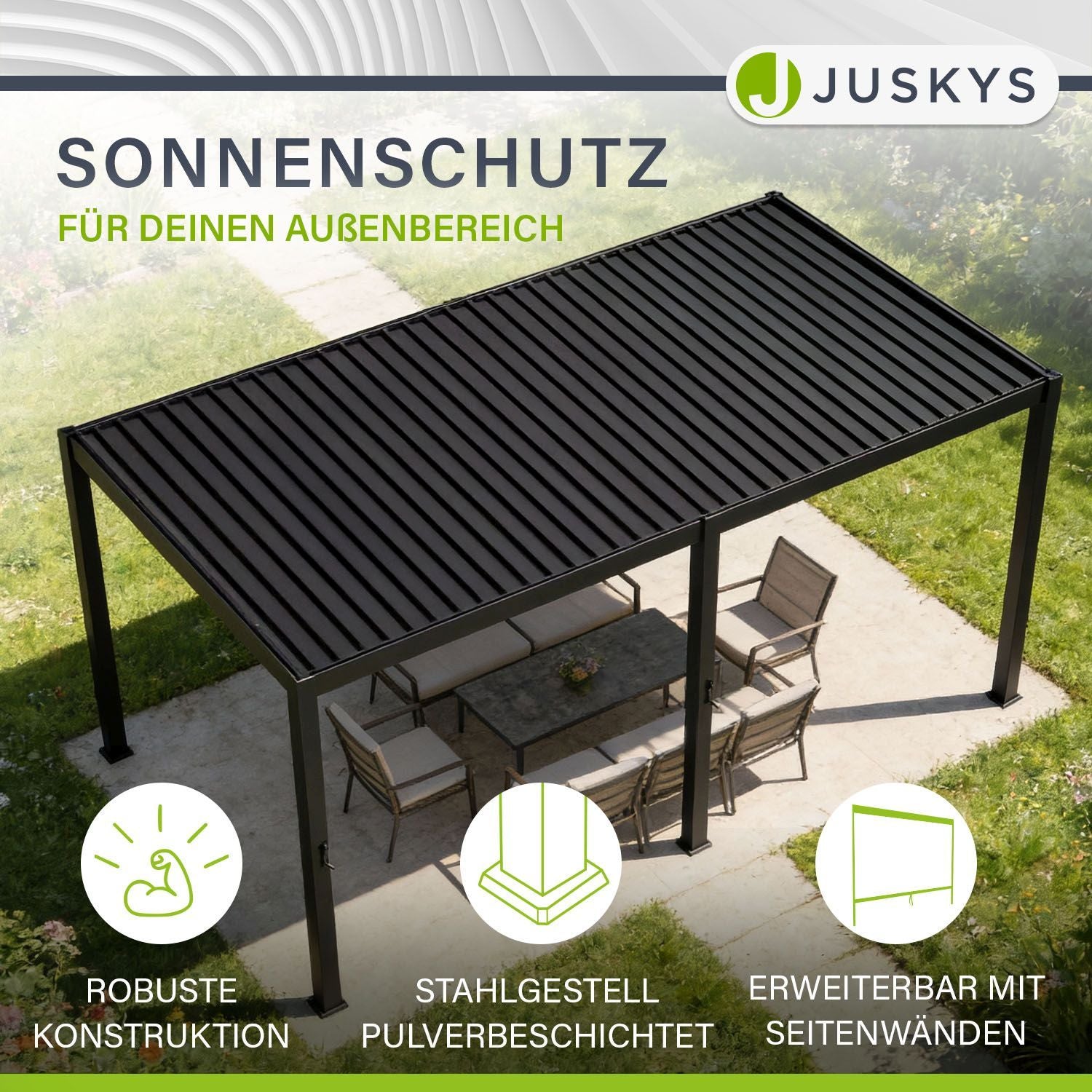 juskys-lamellendach-tahiti-3-x-5-9-m-mit-seitenwand-3-m-anthrazit image 2