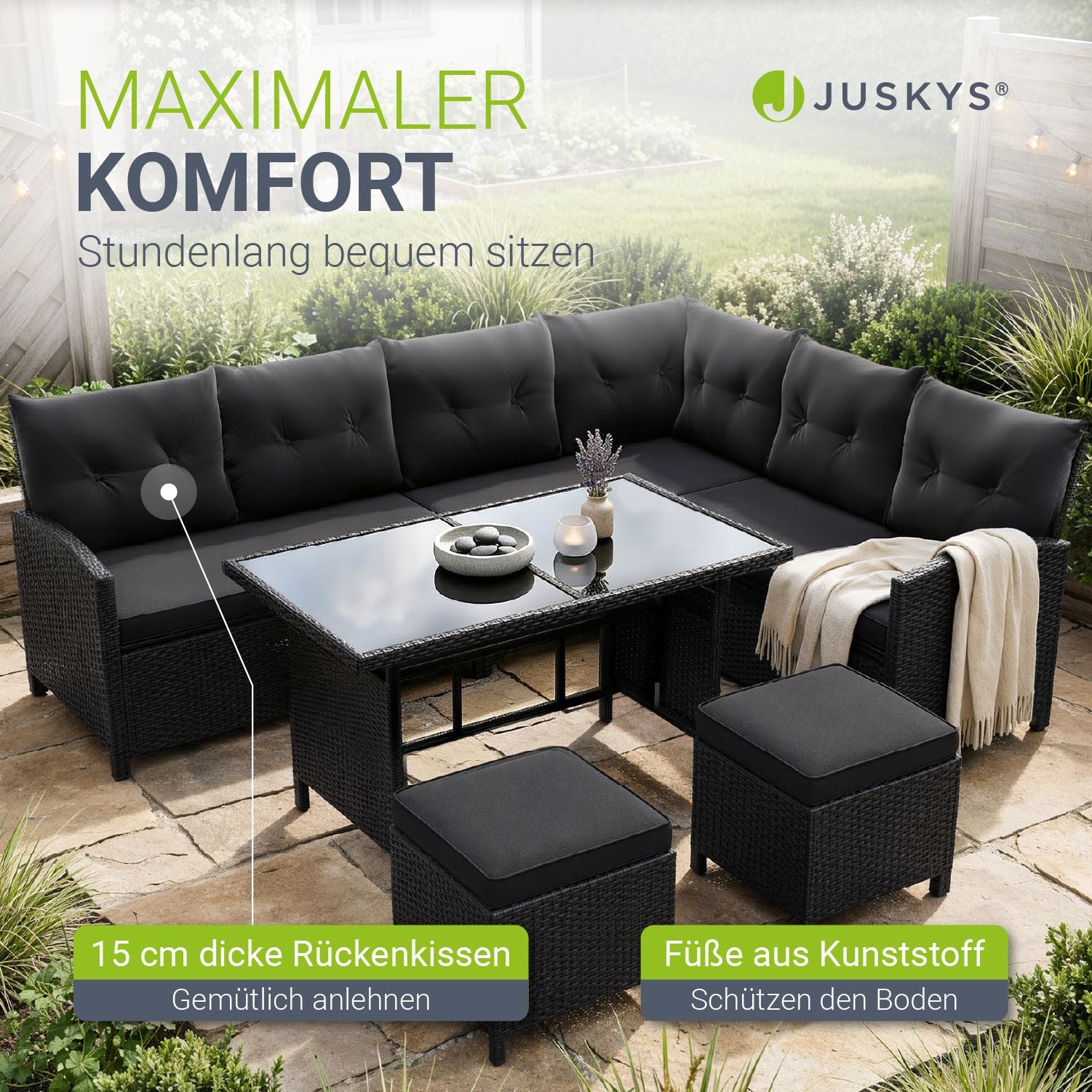 juskys-rattan-lounge-manacor-polyrattan-lounge-set-mit-sofa-tisch-2-hocker-schwa image 5