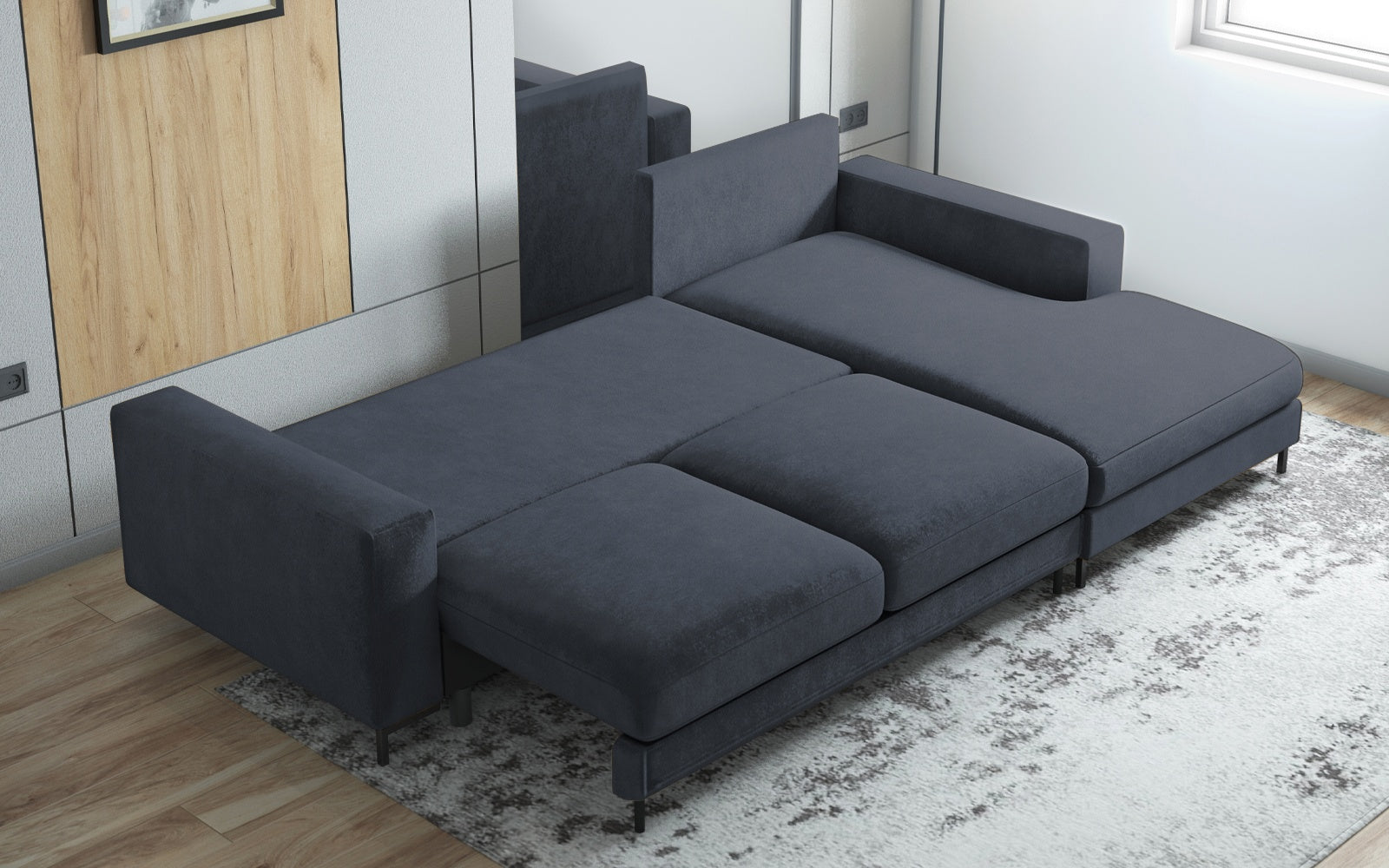 selsey-mokpeo-ecksofa-l-form-rechtsseitig-mit-schlaffunktion-dunkelblauer-samt image 3