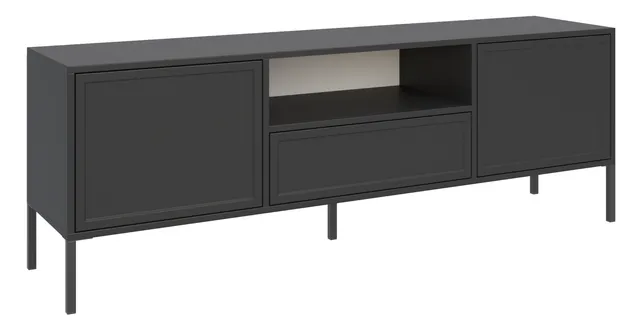 selsey-velveto-tv-schrank-160-cm-zweit-rig-mit-schublade-und-nische-schwarz image 1
