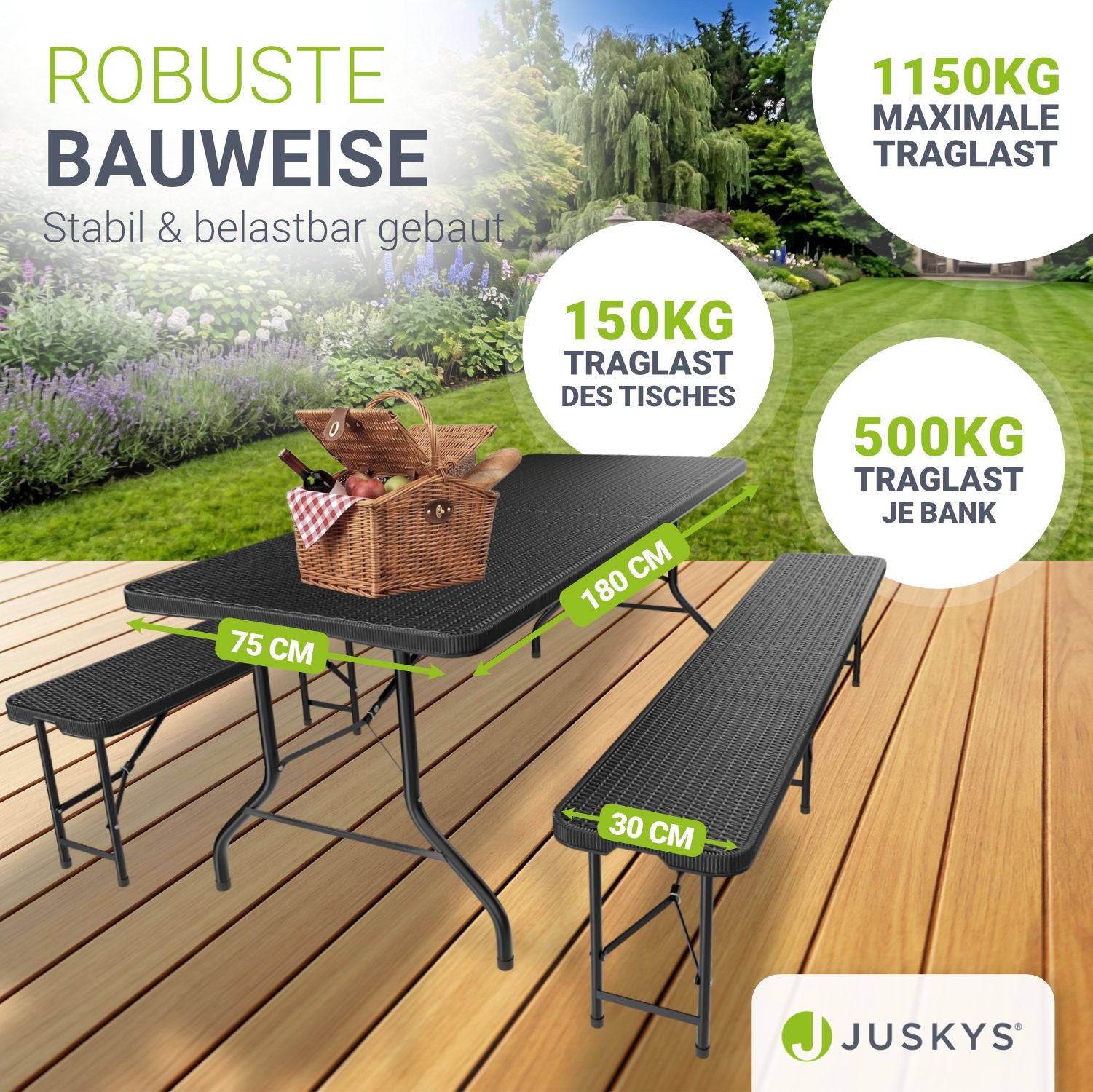juskys-bierzeltgarnitur-amberg-180-cm-rattan-optik-3-teiliges-klapp-set image 2