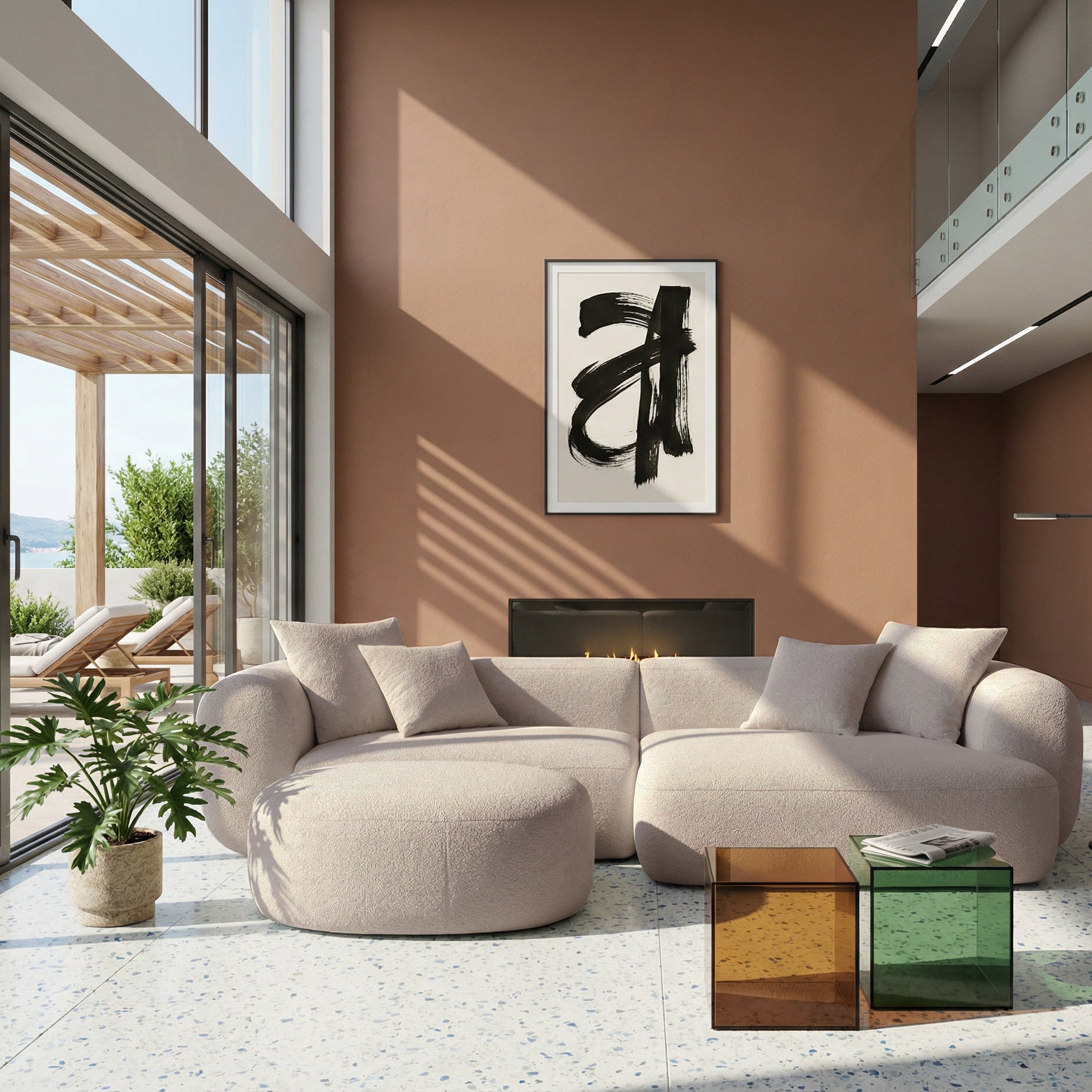 selsey-modulares-ecksofa-baomi-l-form-mit-hocker-rechts-hellbeige-chenille image 2