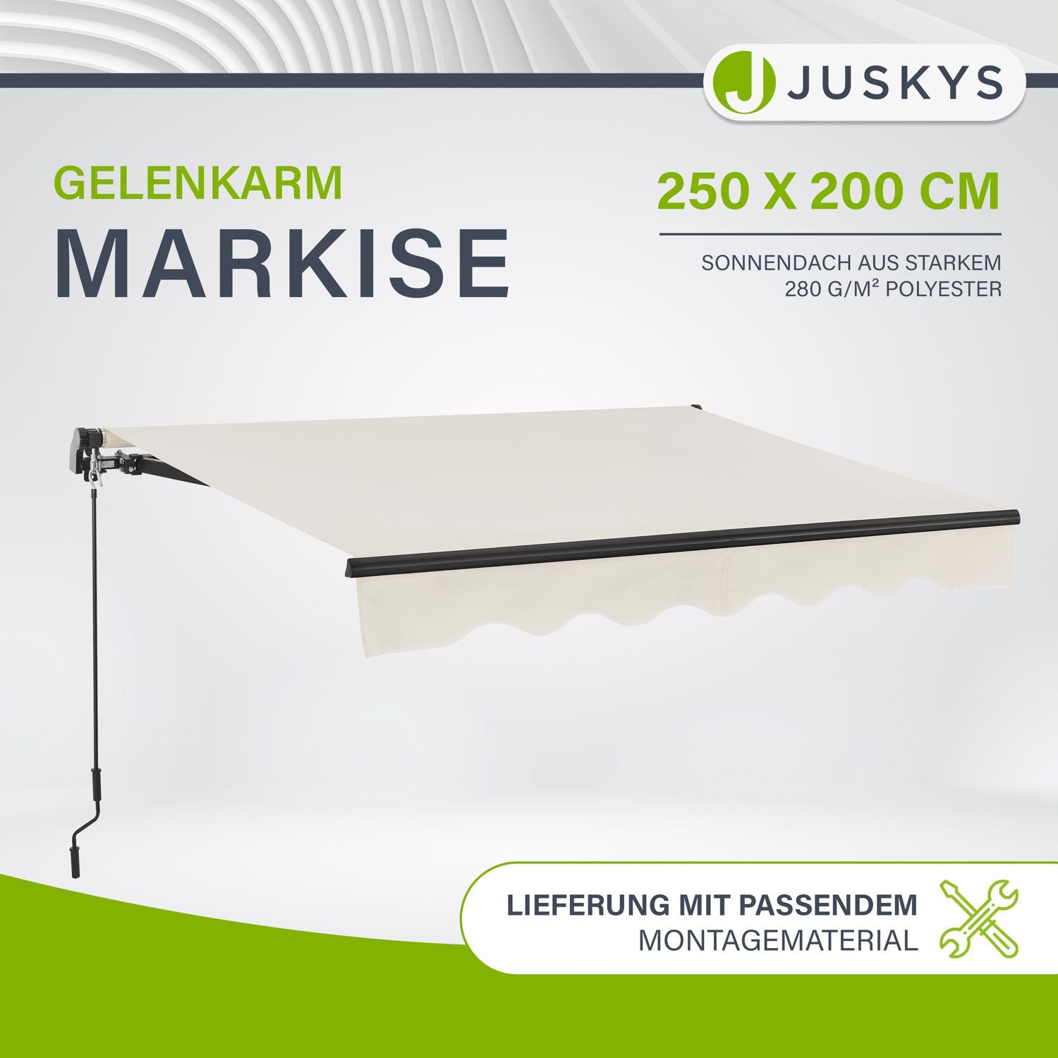 juskys-gelenkarmmarkise-mit-kurbel-beige-250x200-cm-sonnenschutz-uv40 image 2