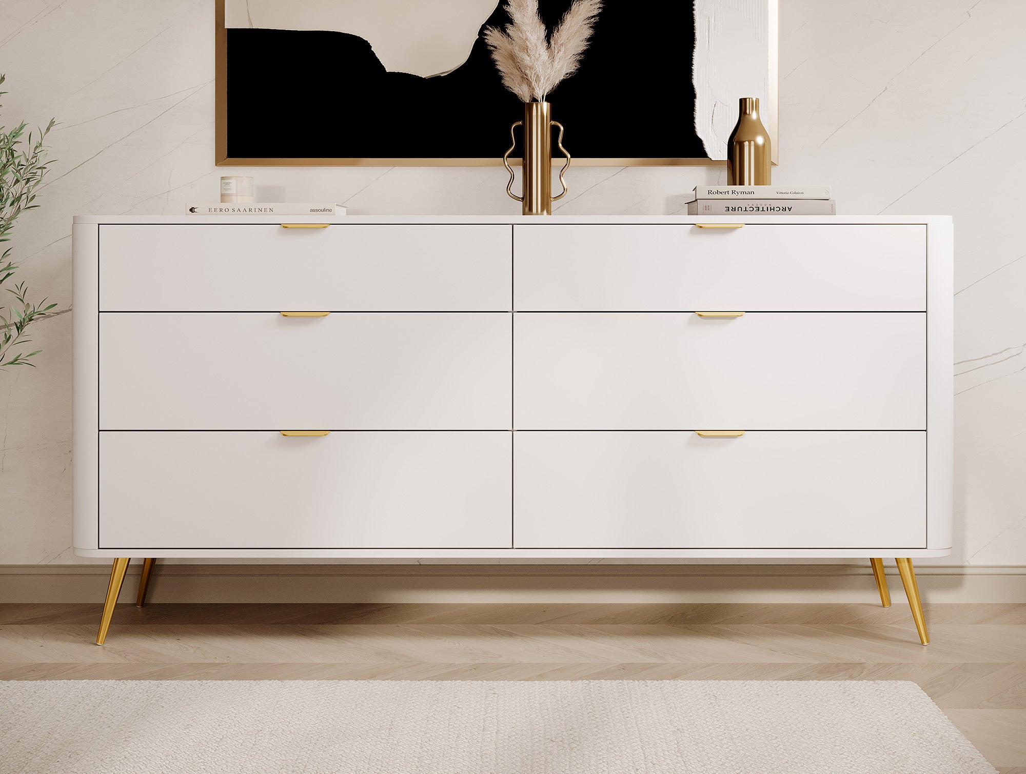 selsey-oval-kommode-173-cm-mit-6-schubladen-wei image 2