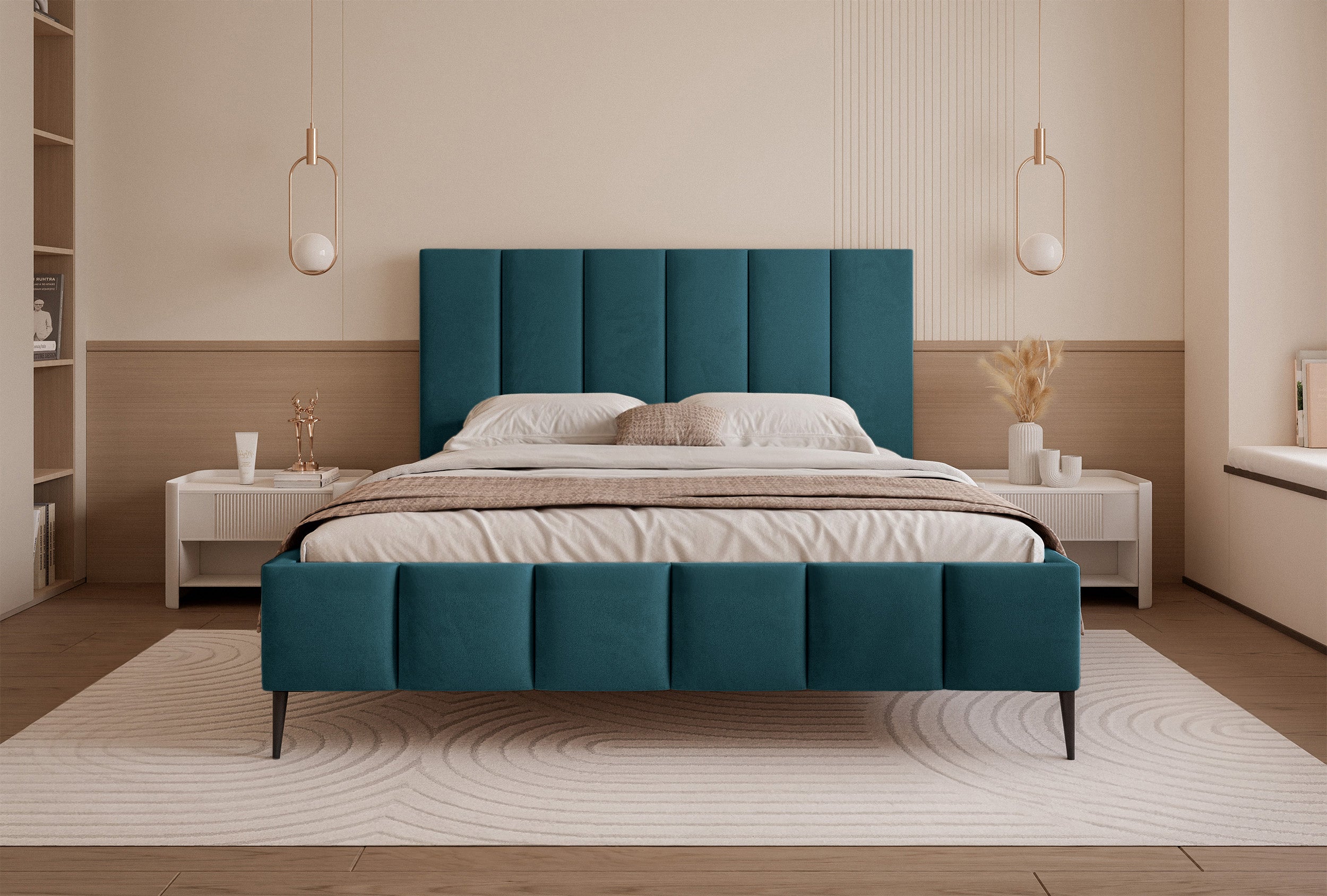 selsey-sarafino-polsterbett-180x200-cm-mit-bettkasten-t-rkisfarbener-samt-metall image 3