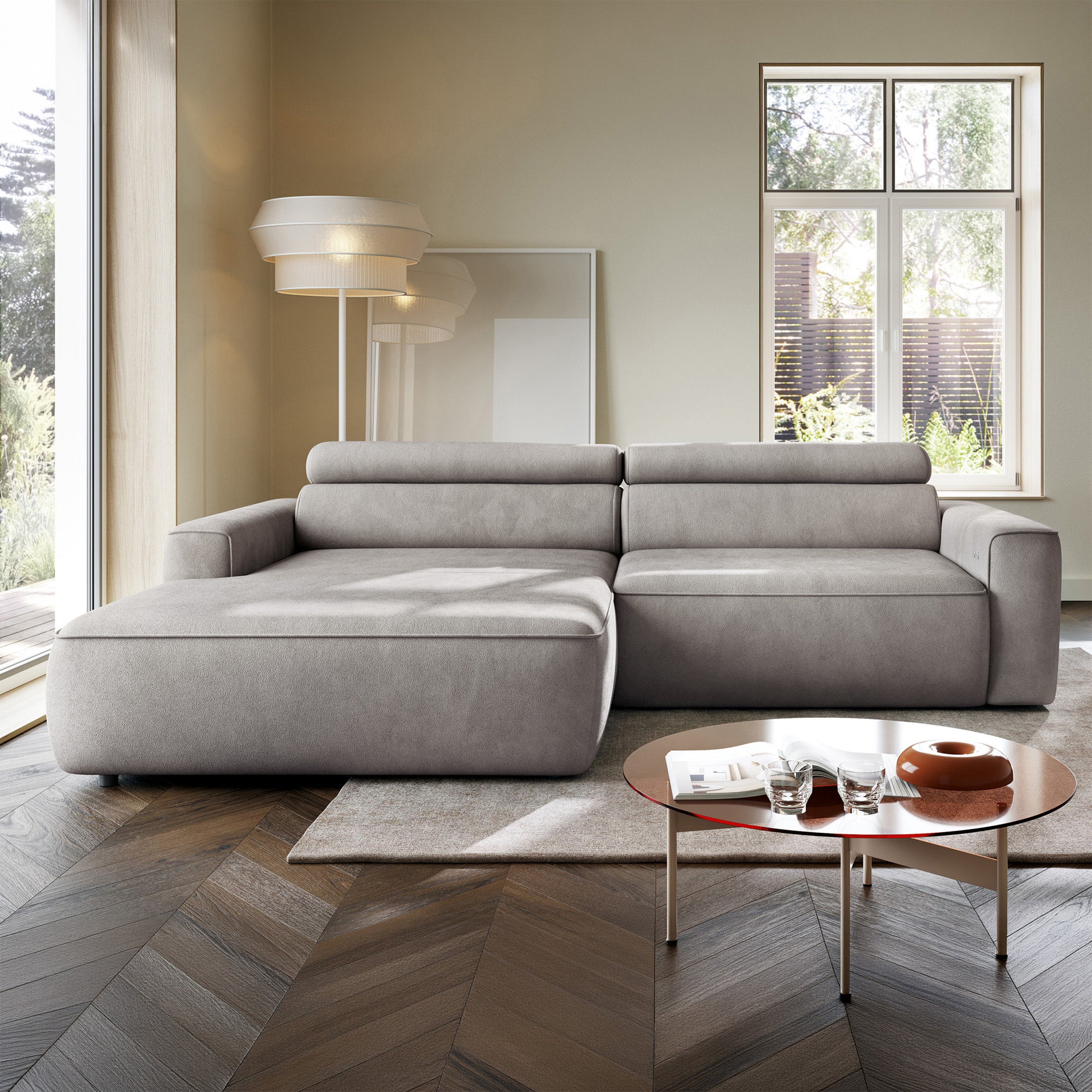 selsey-ecksofa-fando-l-form-links-mit-elektrischem-auszug-grauer-samt image 2