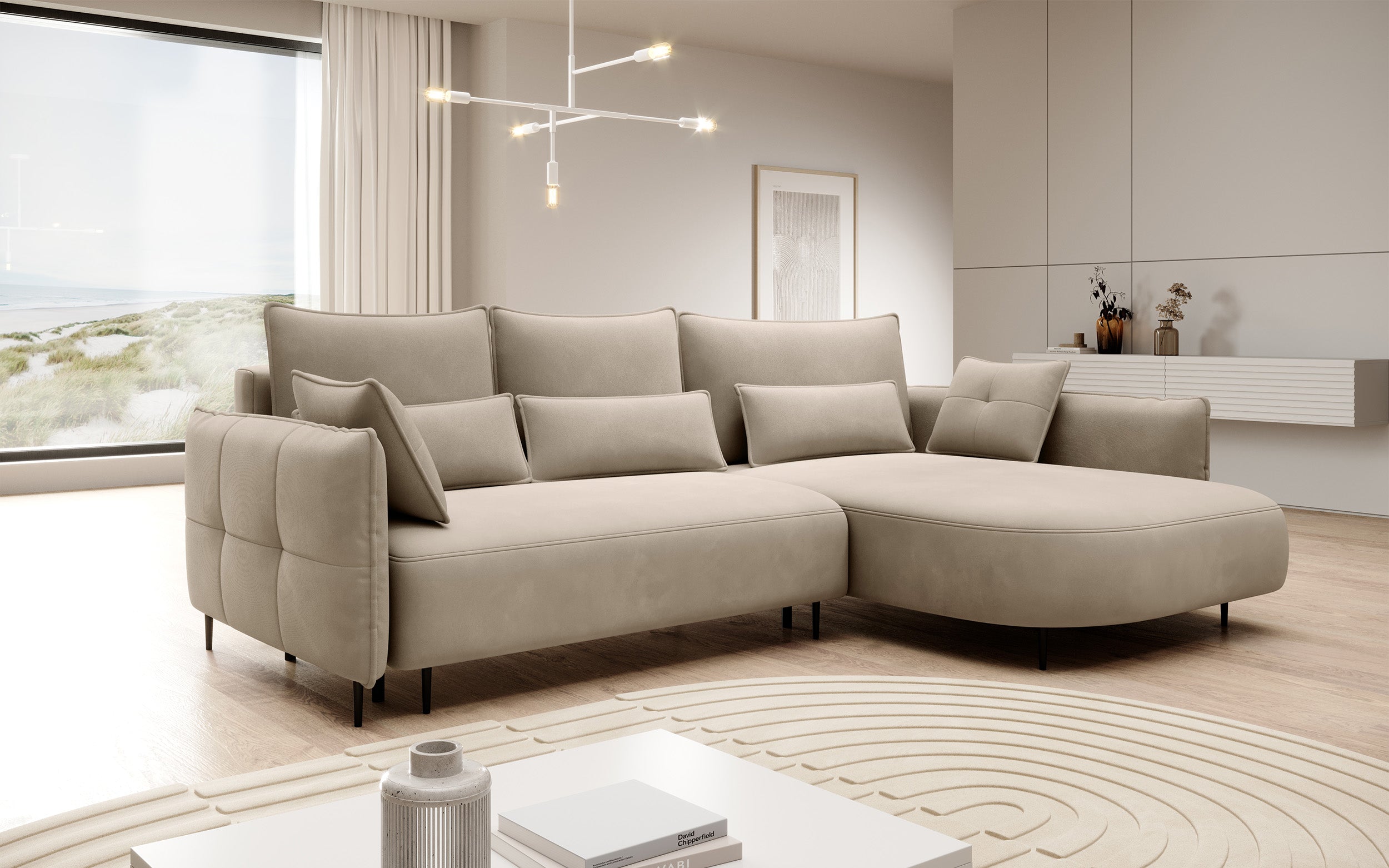 selsey-oblivio-ecksofa-mit-schlaffunktion-l-form-rechts-hellbeiger-samt-mit-stau image 2
