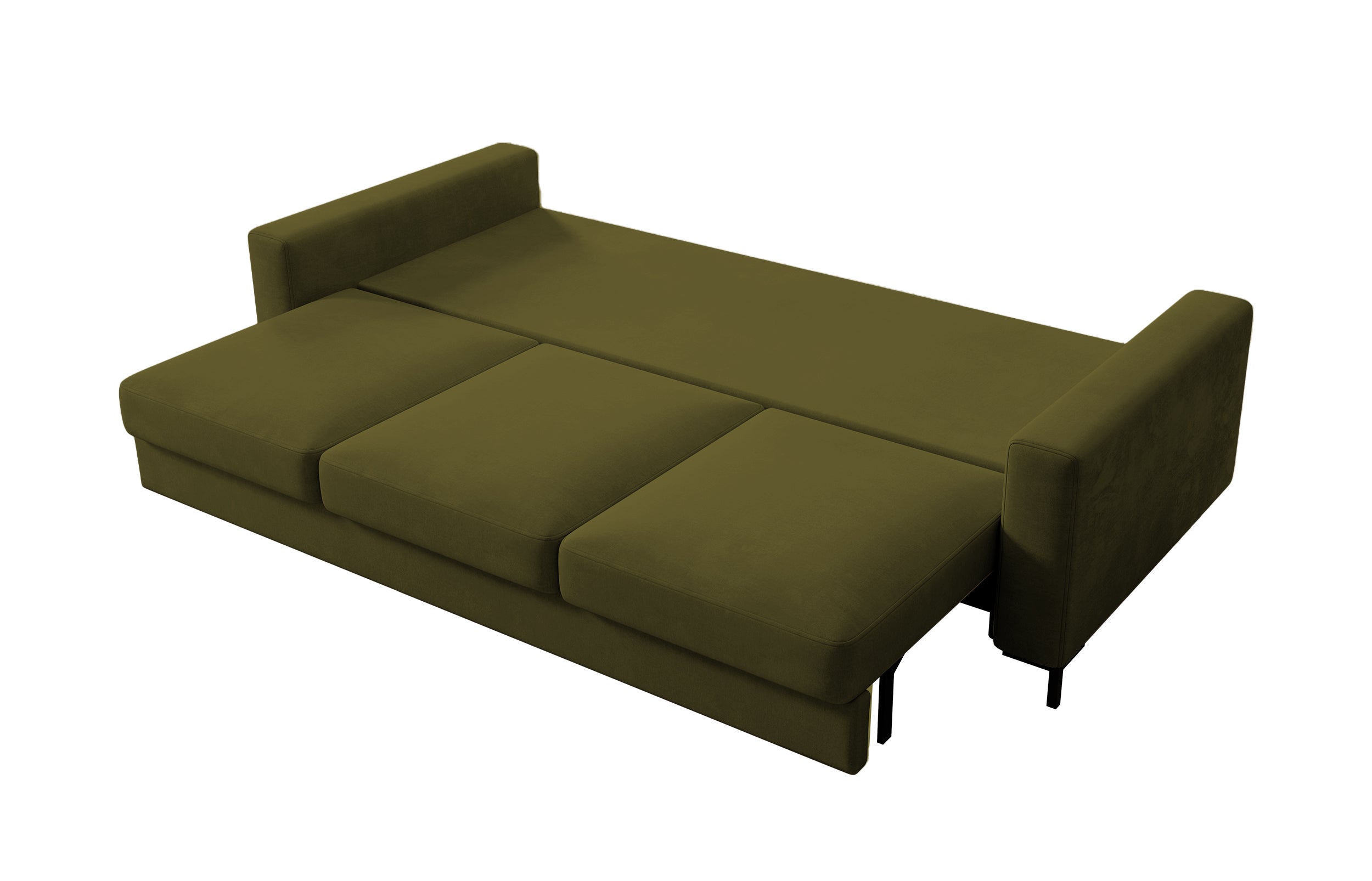 selsey-mokpeo-dreisitziges-ausklappbares-sofa-olivgr-ner-samt-mit-stauraum image 7
