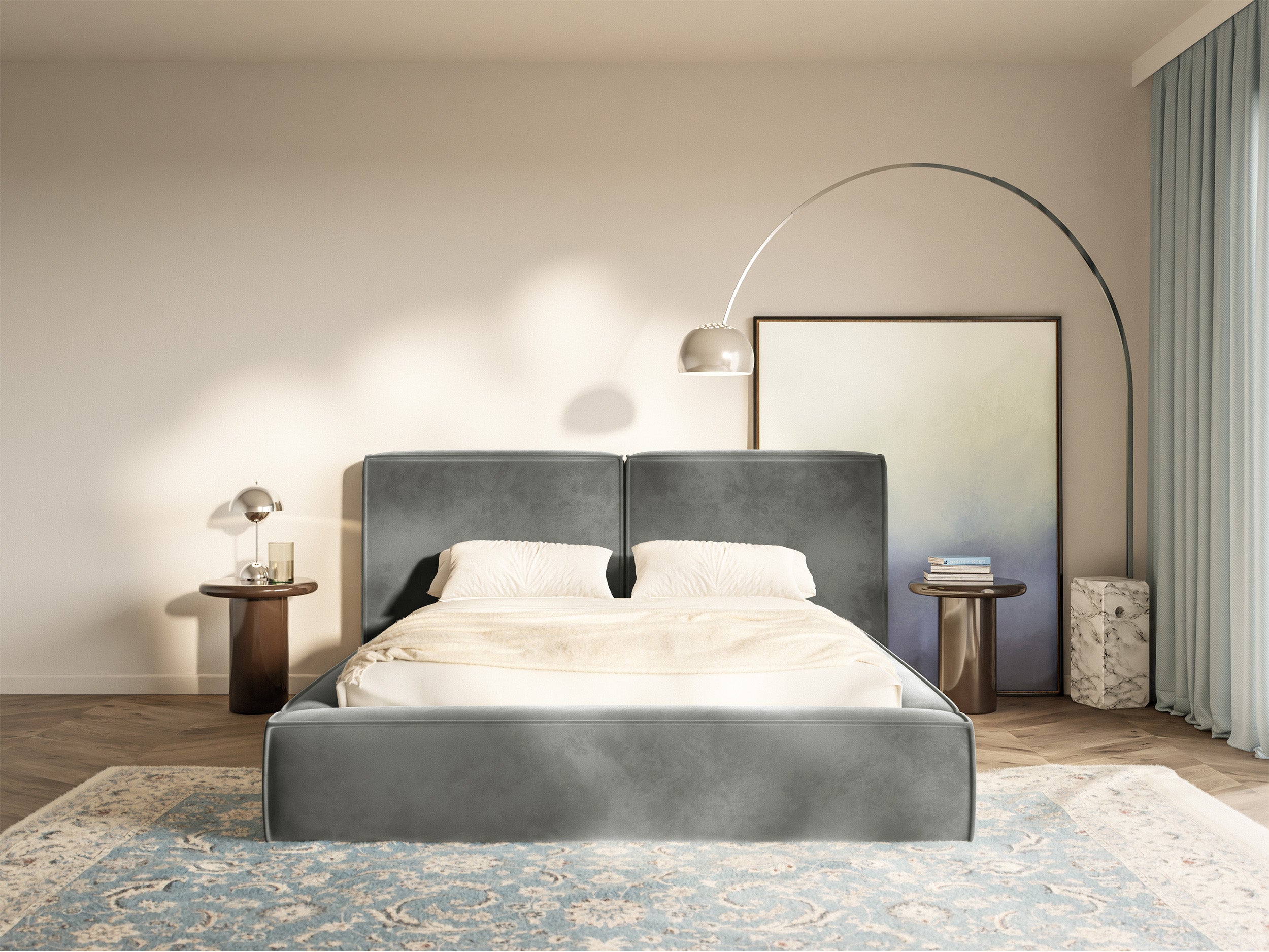 selsey-polsterbett-tilves-200x200-cm-mit-stauraum-metallrahmen-grauer-samt image 3
