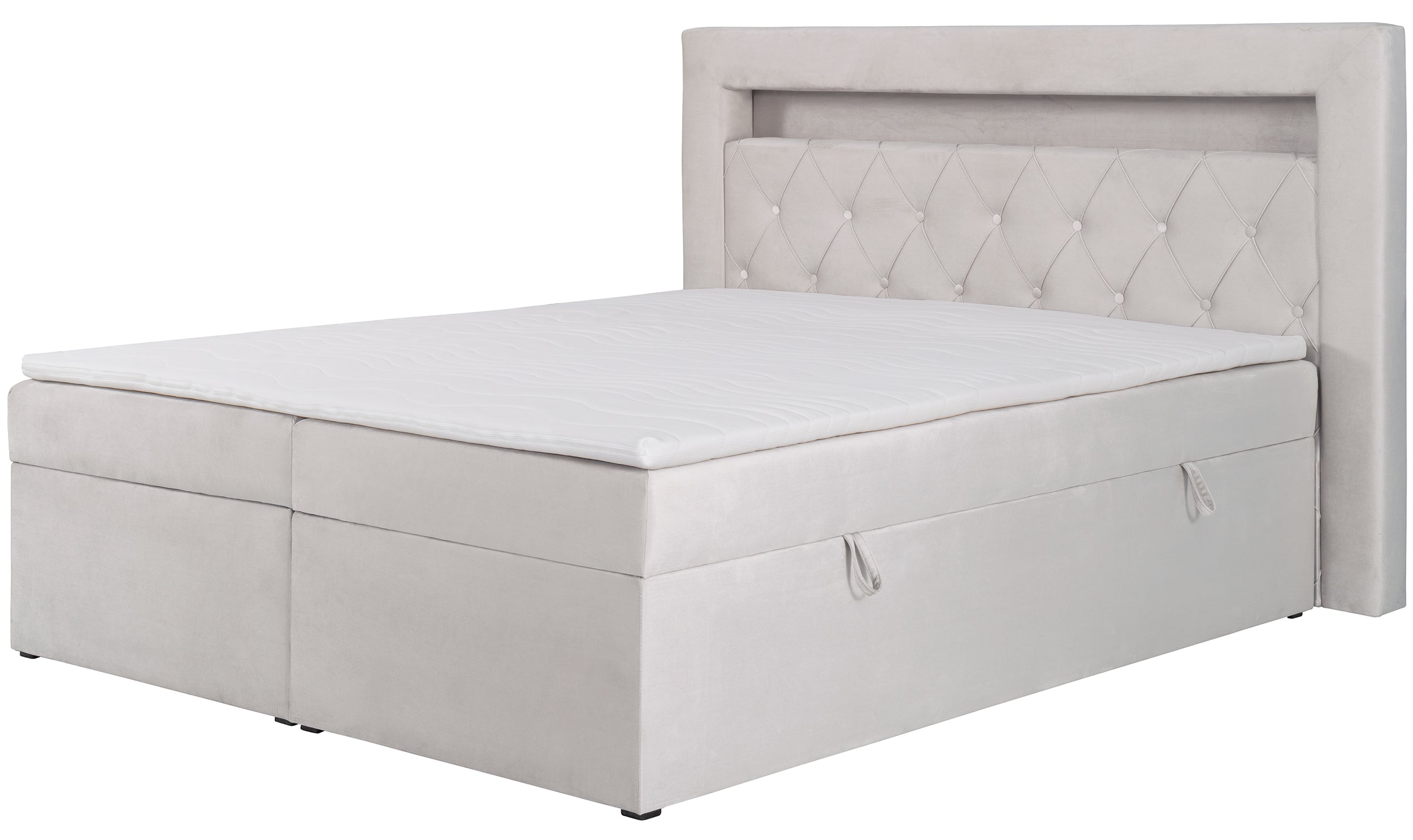 selsey-goldess-kontinentales-bett-180x200-mit-stauraum-und-led-grau-beiges-samt image 3