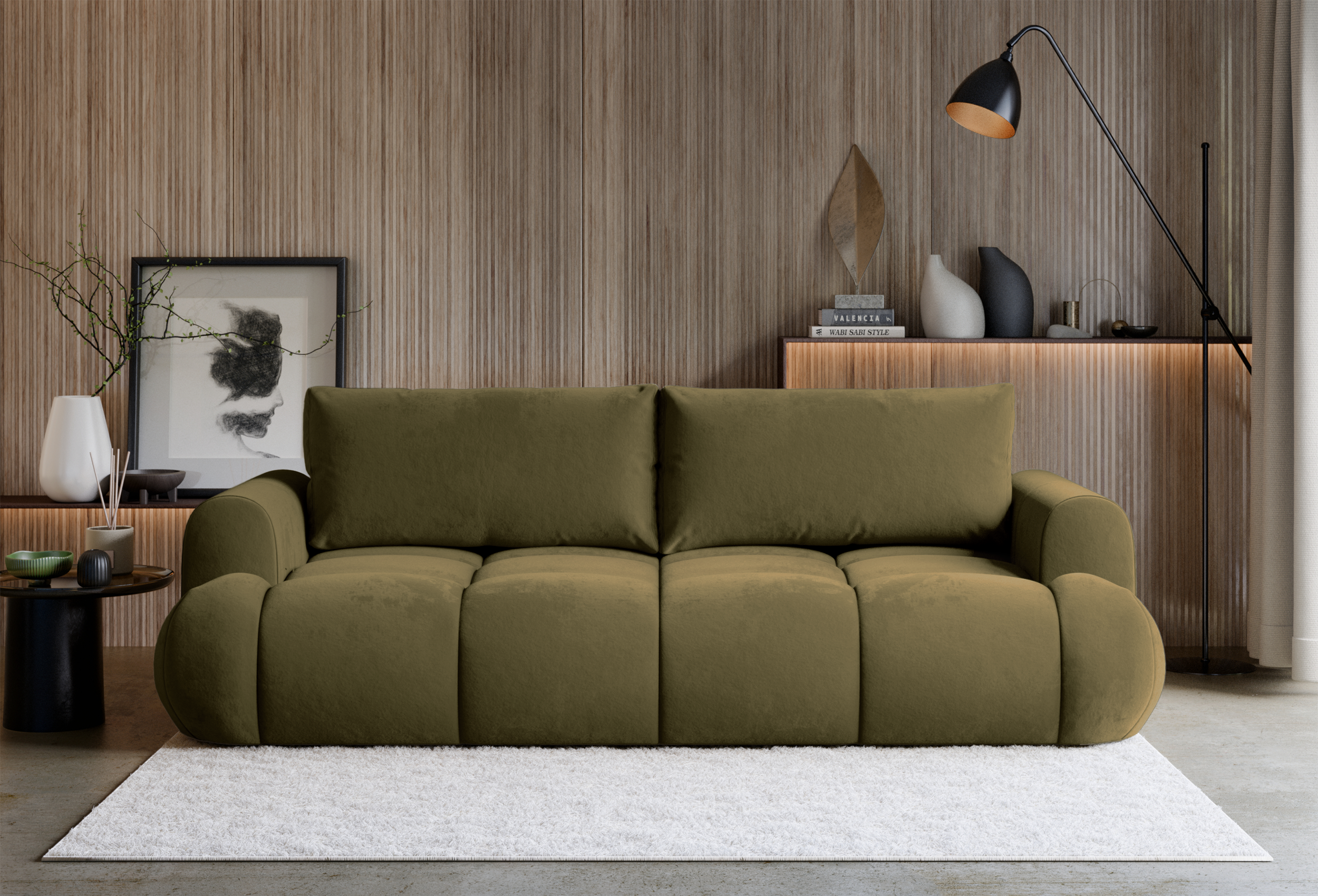 selsey-ombo-doce-3-sitziges-schlafsofa-mit-stauraum-velours-oliv-wasserabweisend image 3