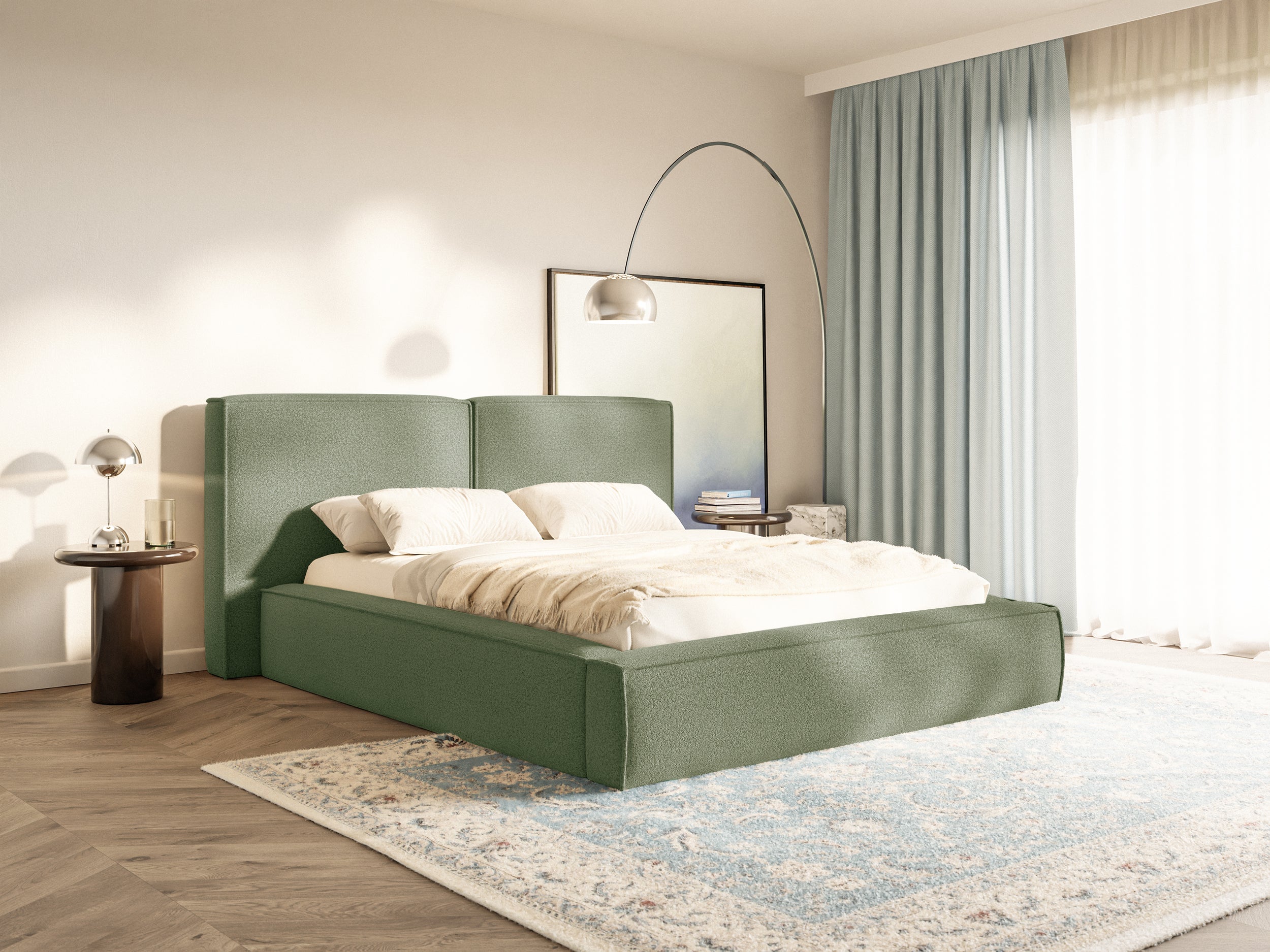 selsey-tilves-gepolstertes-bett-200x200-cm-mit-stauraum-metallrahmen-olivfarbene image 2
