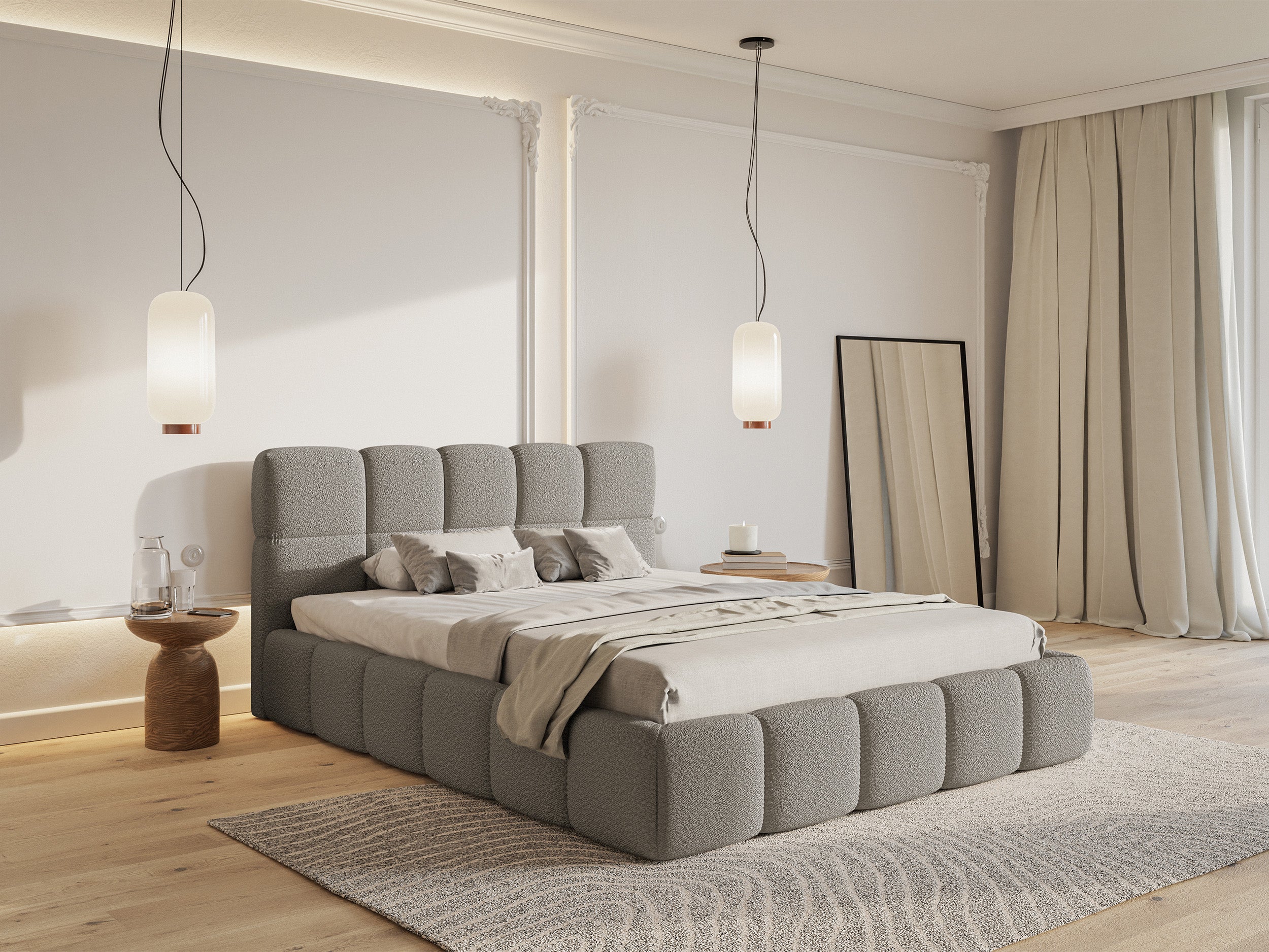 selsey-cloudy-gepolstertes-bett-140x200-cm-mit-stauraum-grau-boucl-stoff image 4