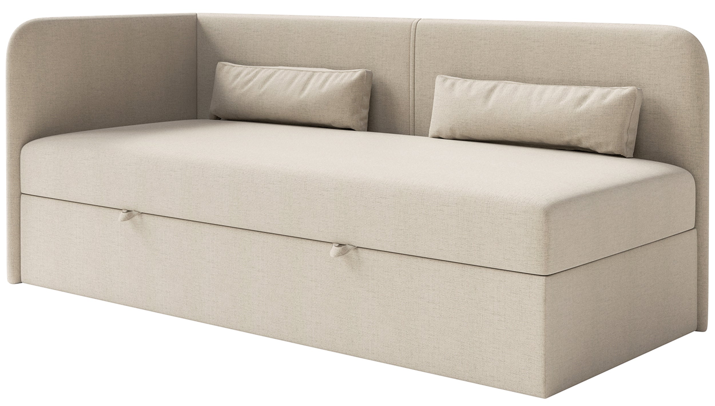 selsey-calmmo-jugendbett-90x200-cm-links-mit-stauraum-hellbeige-chenille-wassera image 1