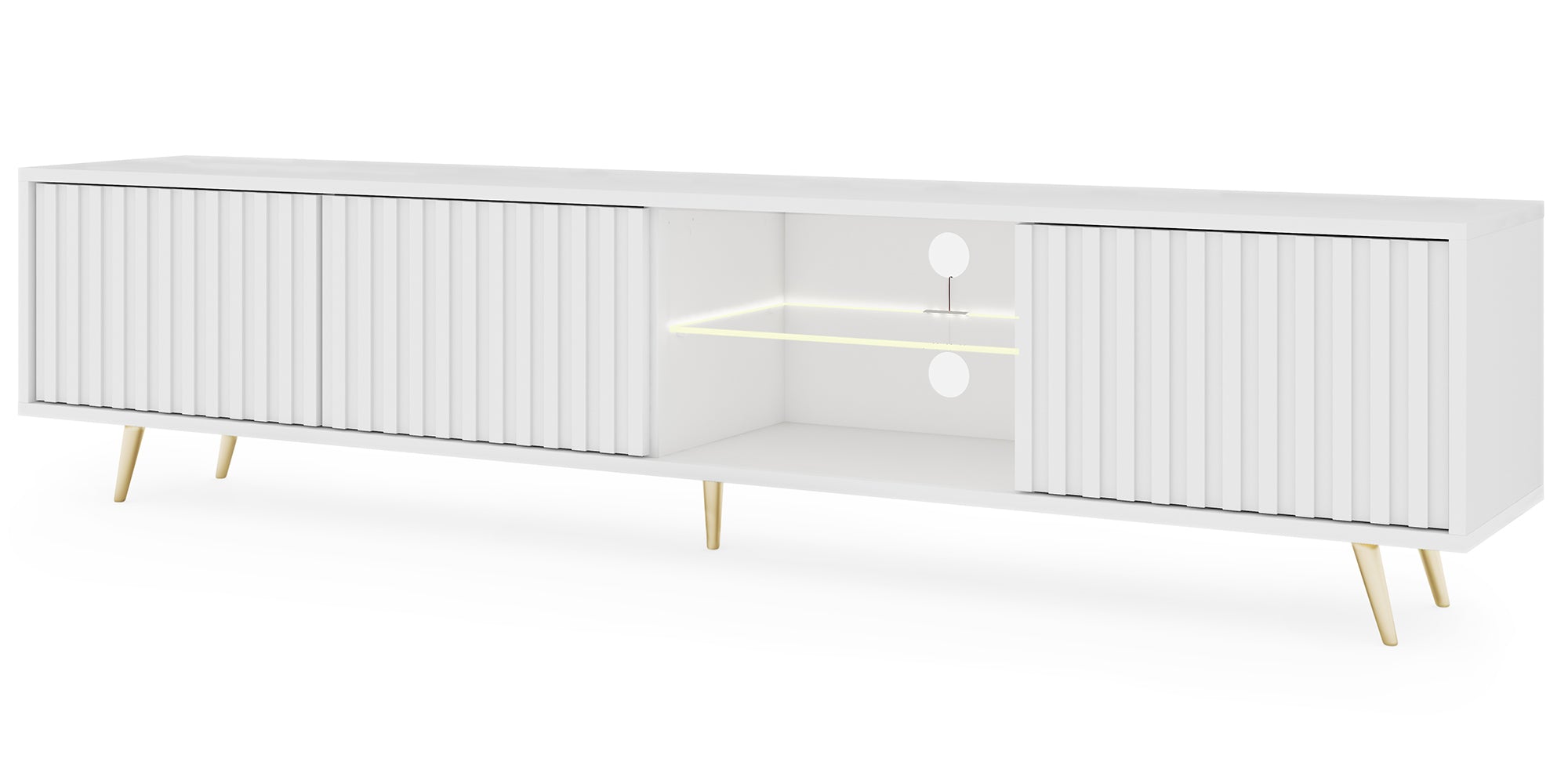 selsey-bello-tv-schrank-175-cm-wei-mit-lamellenfront-led-und-goldenen-beinen image 1