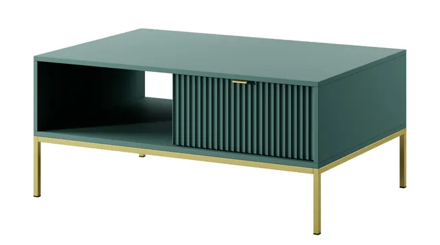 selsey-vellore-couchtisch-104x68-cm-gr-n-mit-geriffelter-front-und-goldenen-grif image 1
