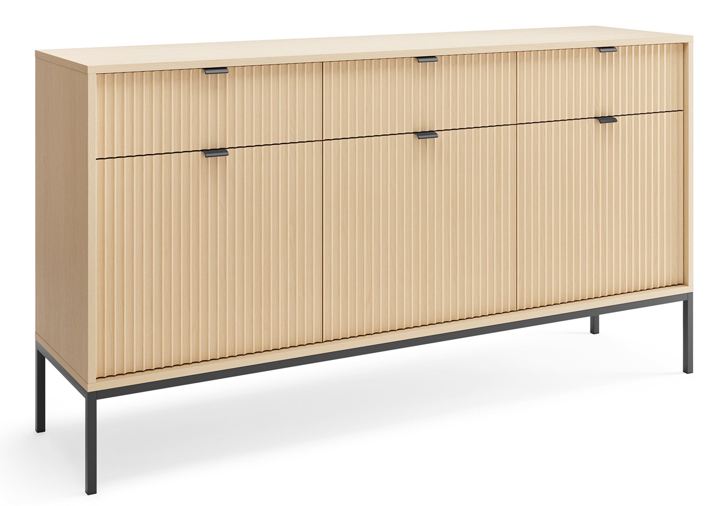 selsey-vellore-kommode-154-cm-eiche-vicenza-mit-3-schubladen-und-geriffelter-fro image 1