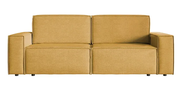 selsey-copertino-dreisitziges-ausklappbares-sofa-senfgelb-pflegeleichtes-geflech image 1